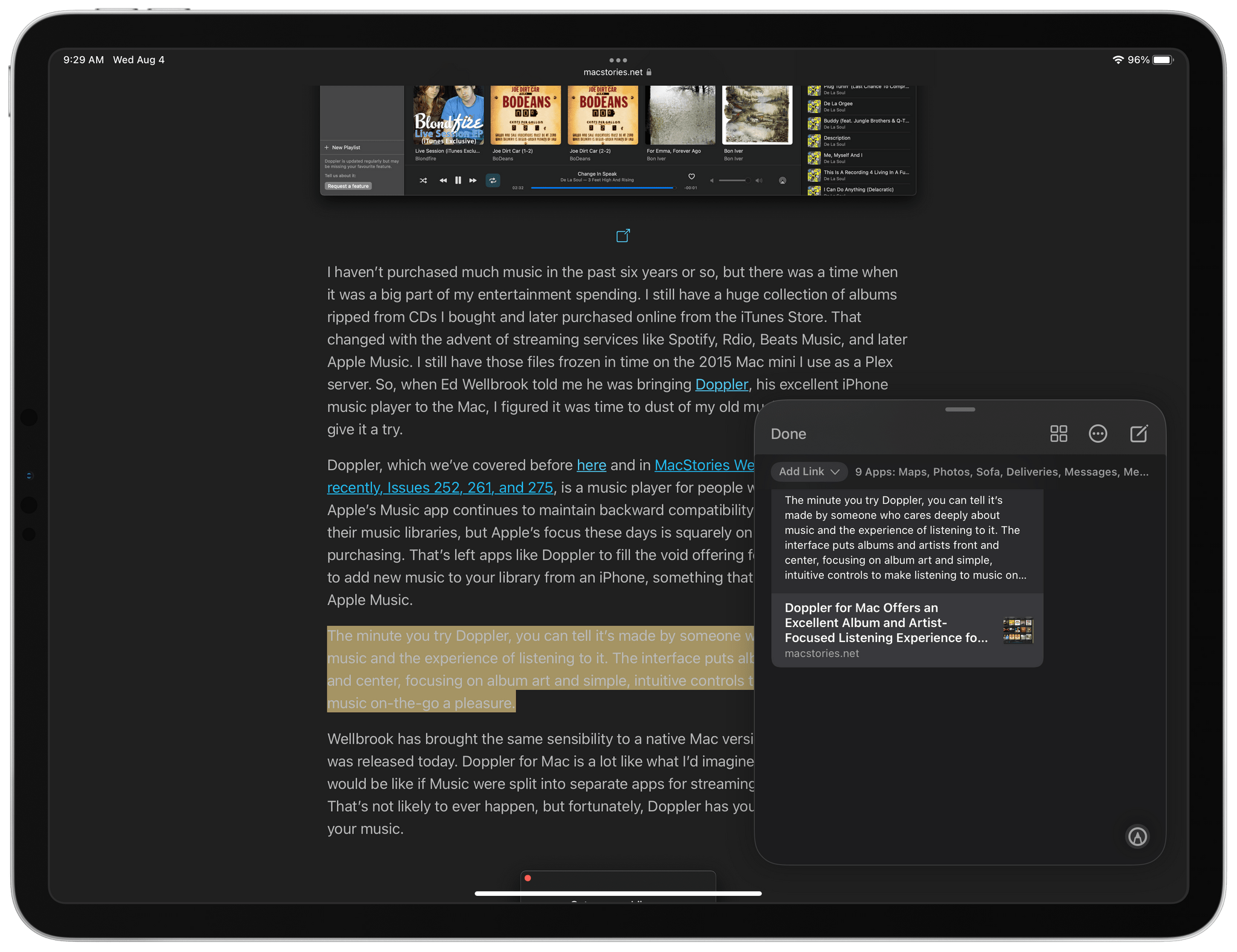 Reopening the same Quick Note on an iPad Pro.