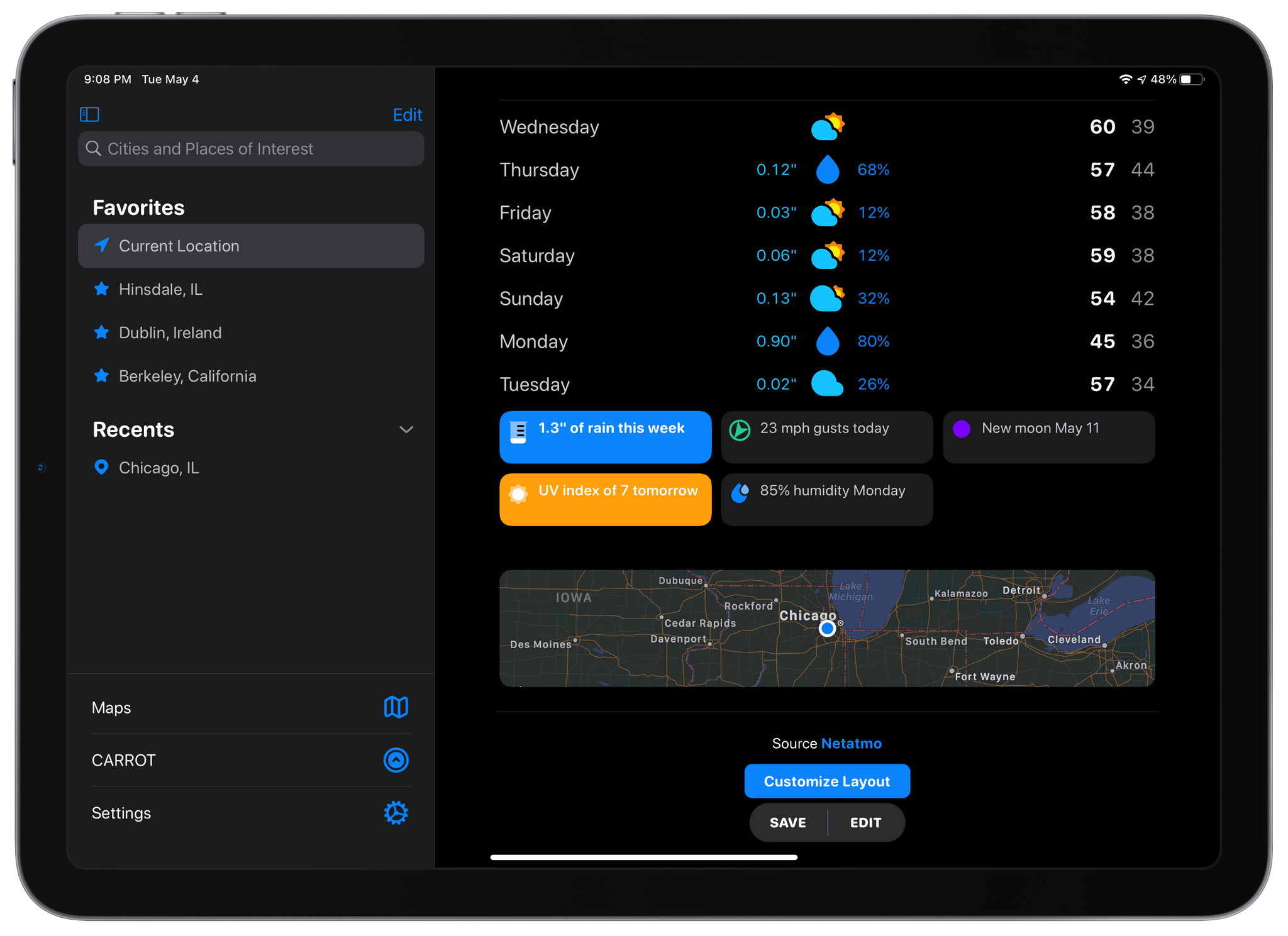 photo of CARROT Weather 5.2 Revamps Layout Customization and Adds New Sections and Data image