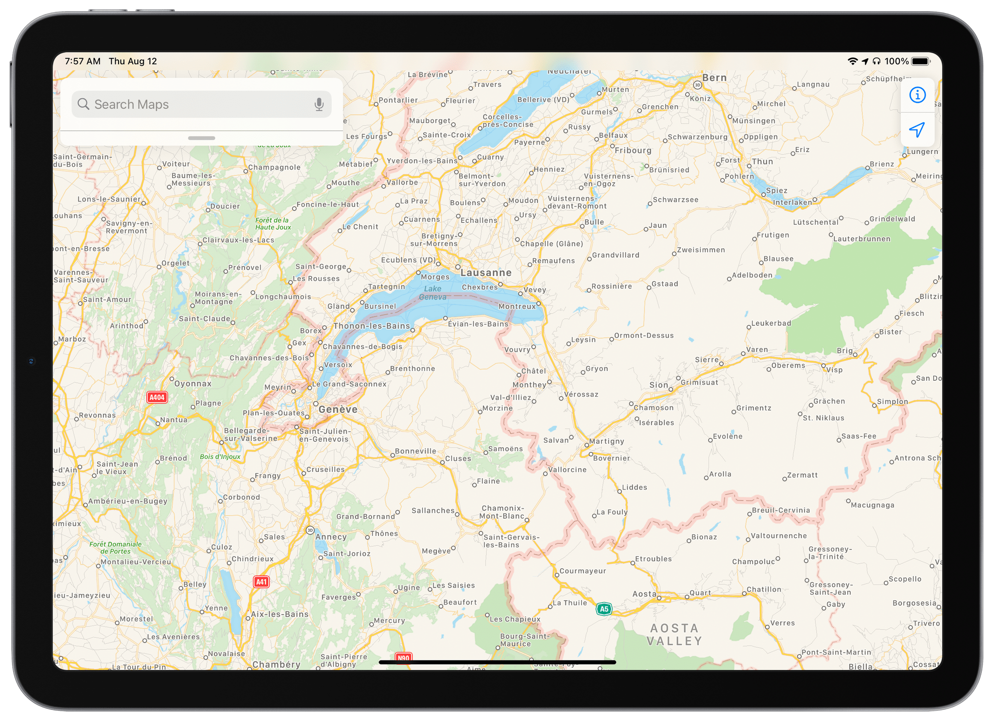Good luck finding Mont Blanc using iPadOS 14.