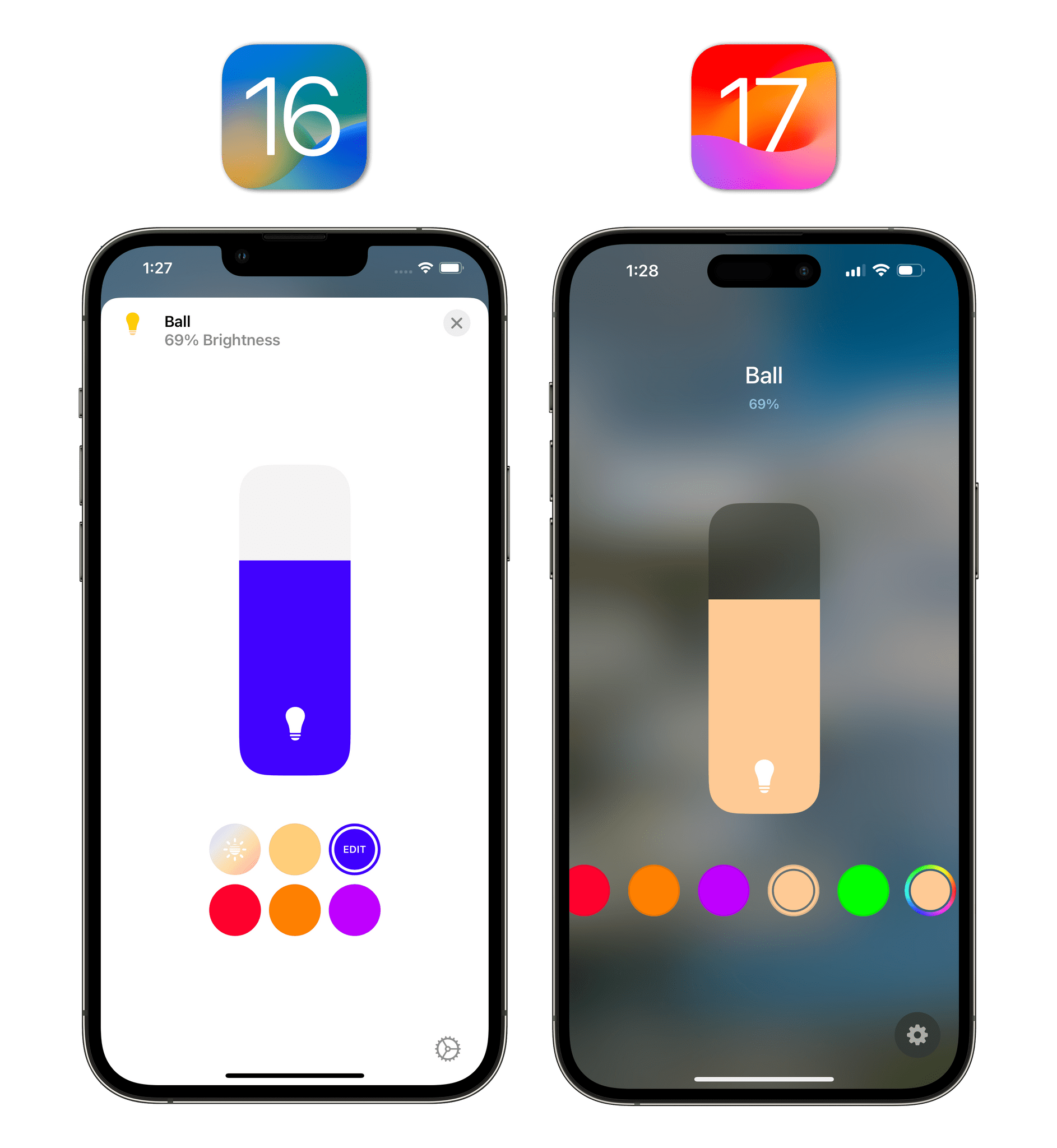 The updated color control UI in the Home app.