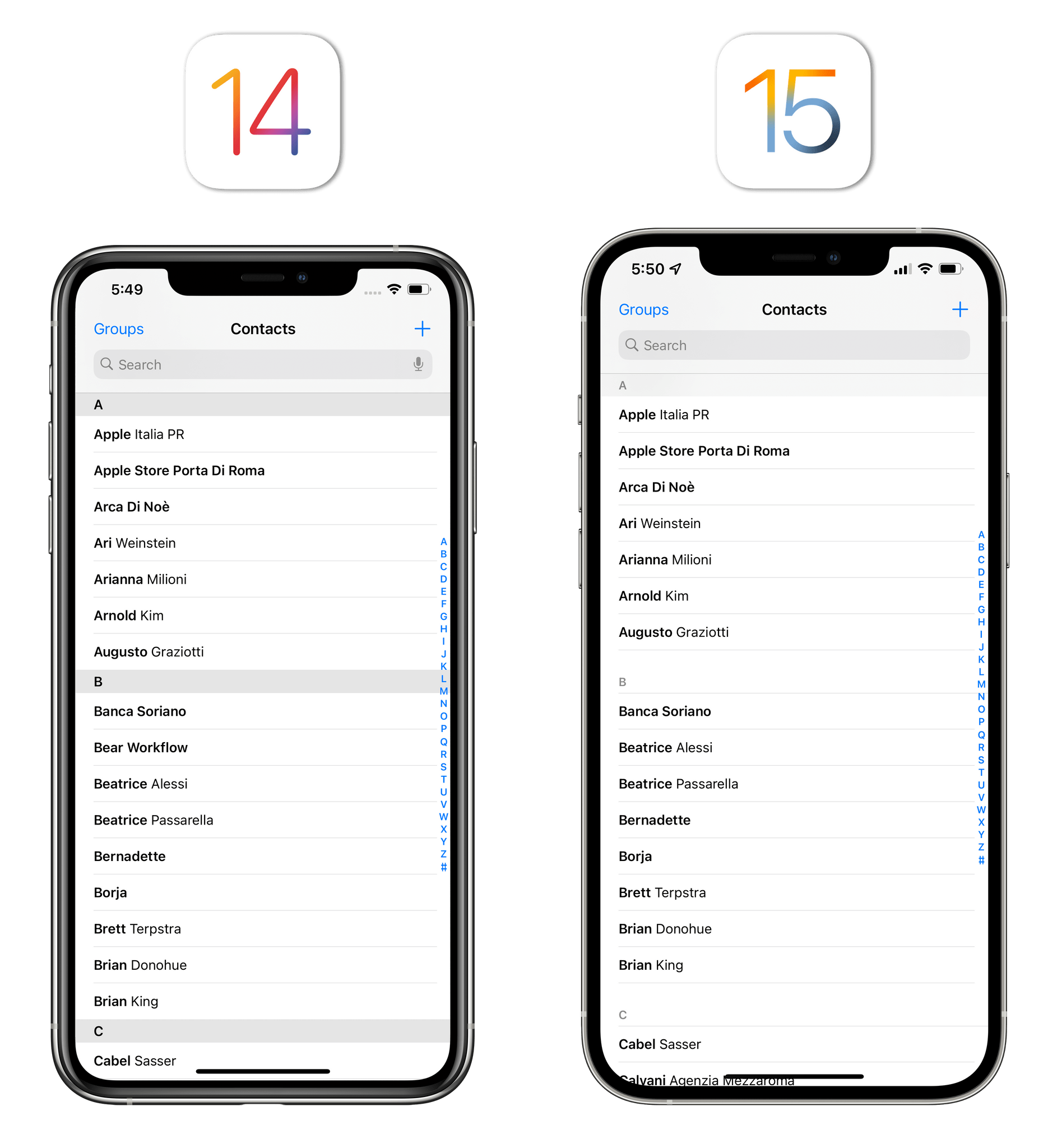 The new look for table views in iOS 15.