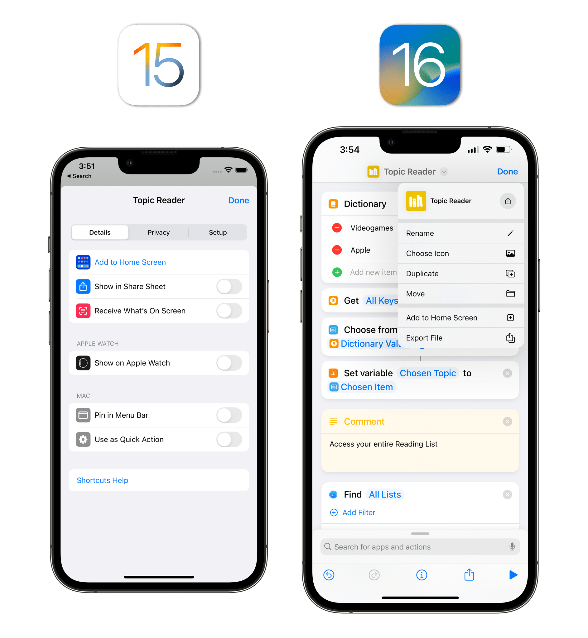 The new shortcut menu in iOS 16.