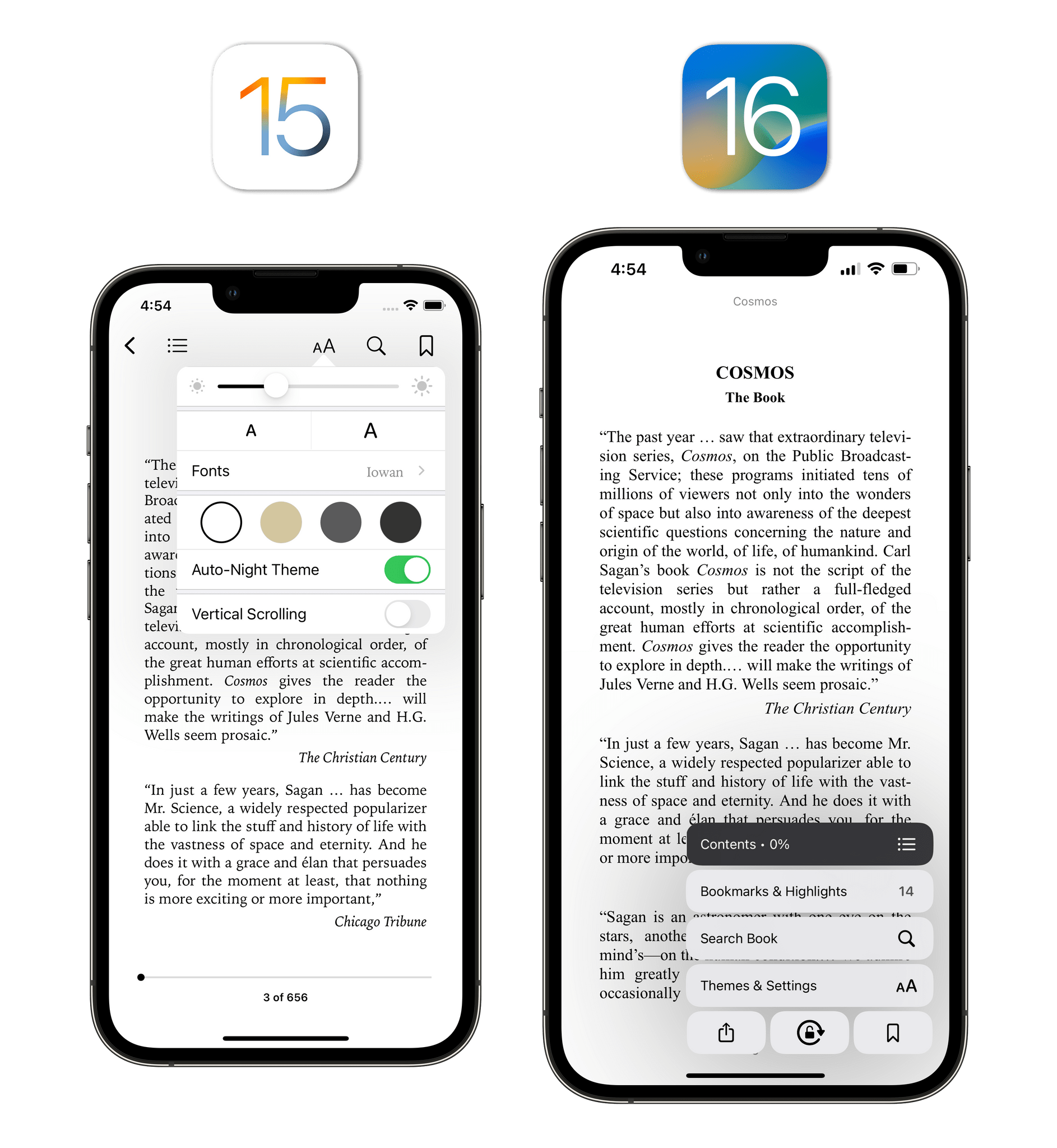 The new reader UI in iOS 16.