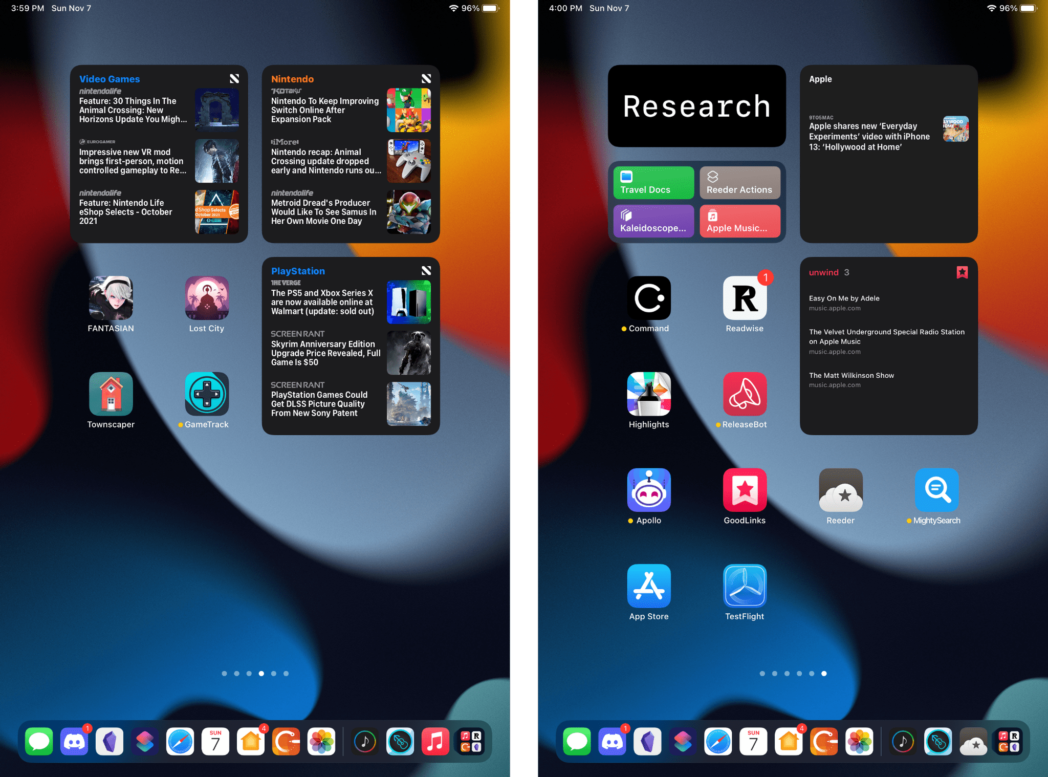 Our iPad mini Home Screen Setups