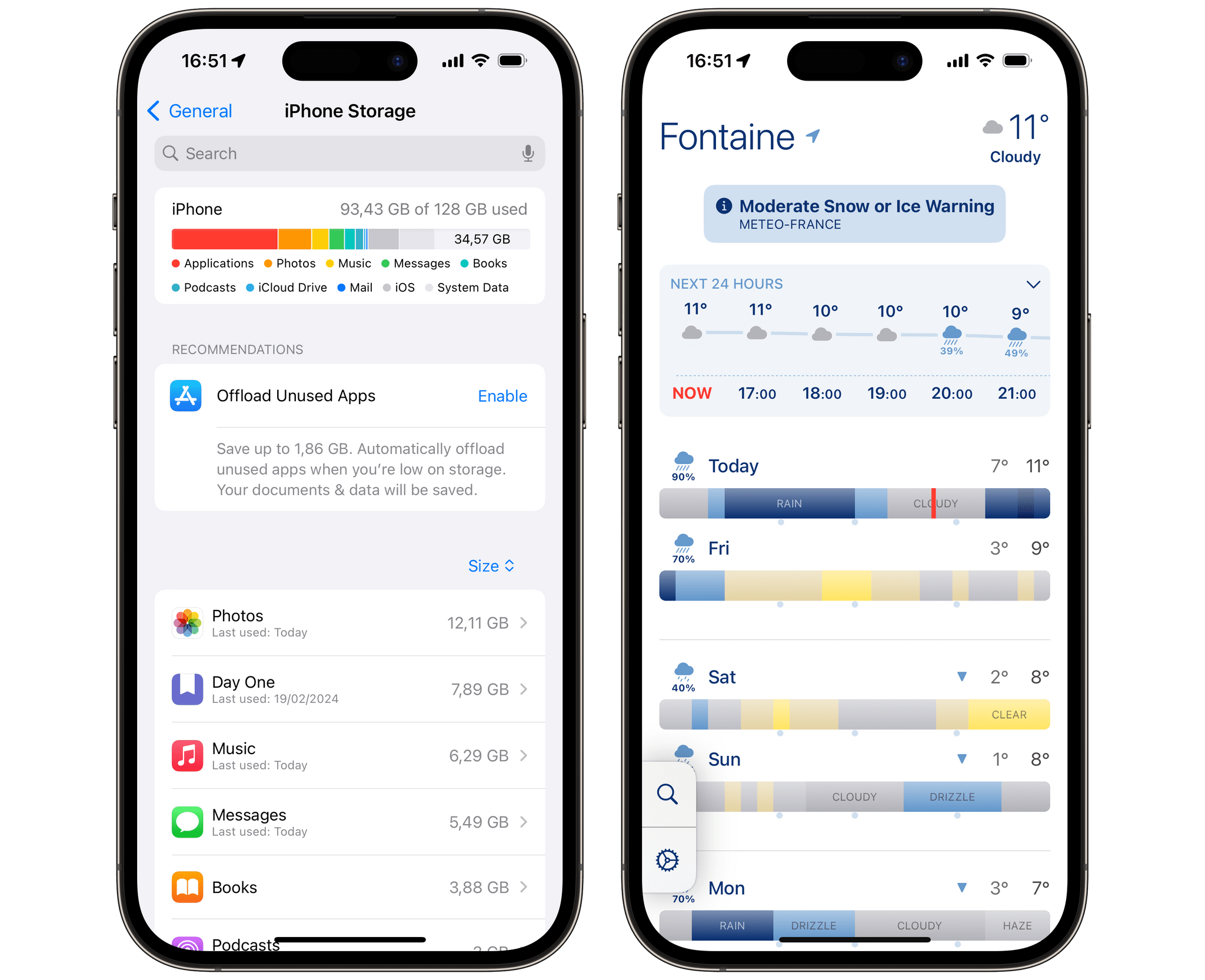 At first, Looks Like Rain's timeline bars (Right) reminded me of how Apple displays storage usage in the Settings app on iOS (Left)