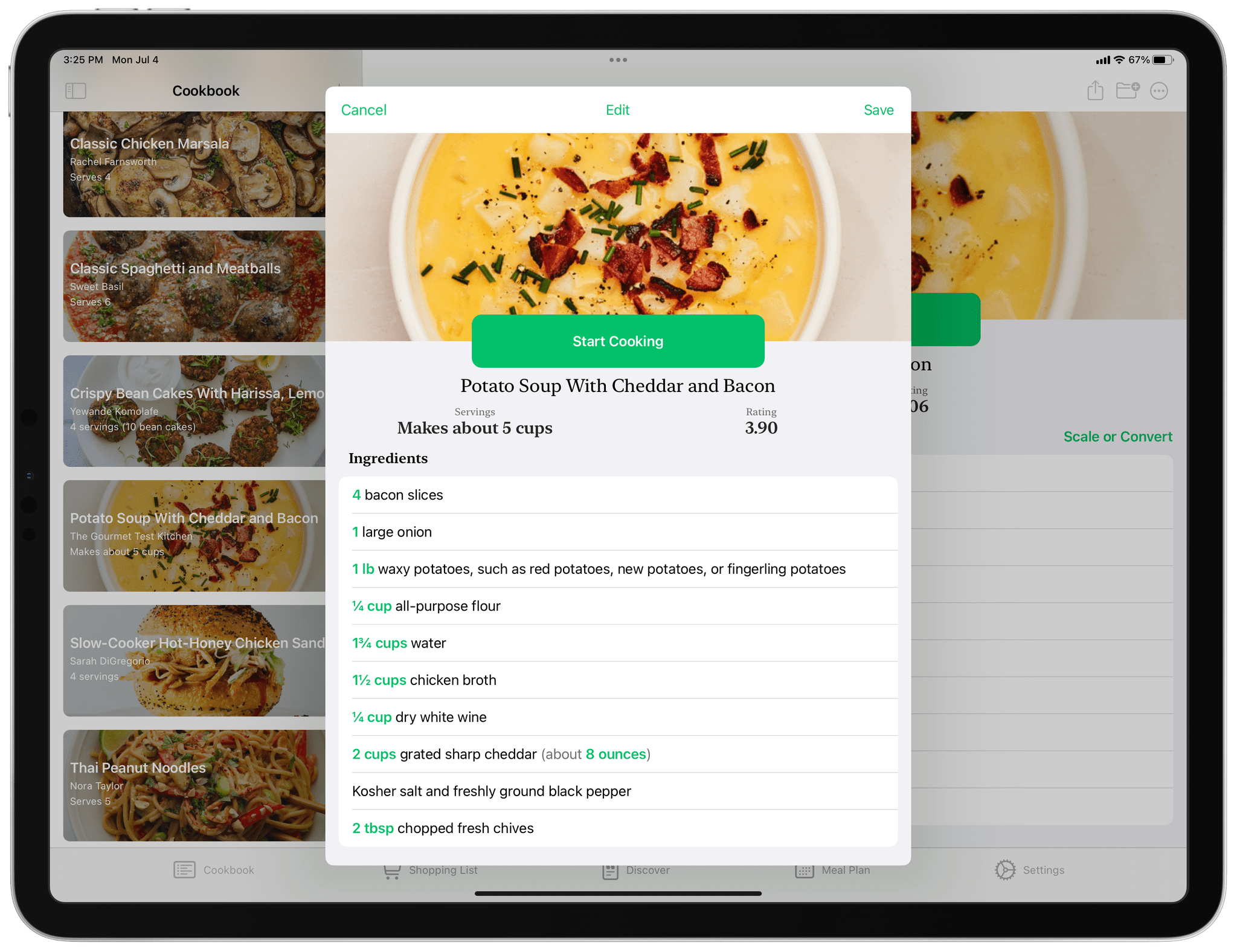 Adding a recipe using a URL.