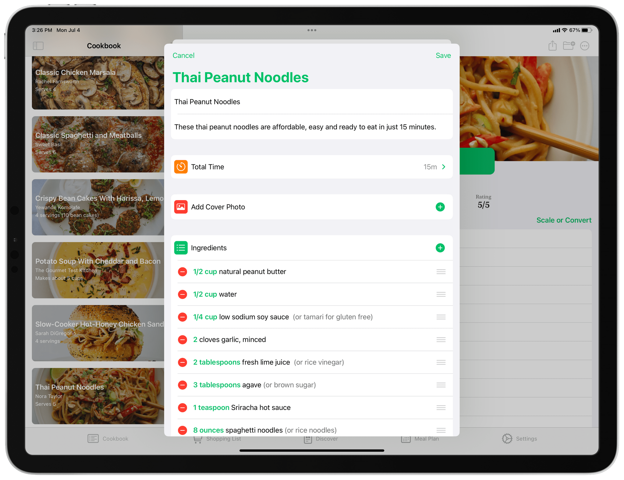 You can now edit a recipe before saving it as part of adding a new one.