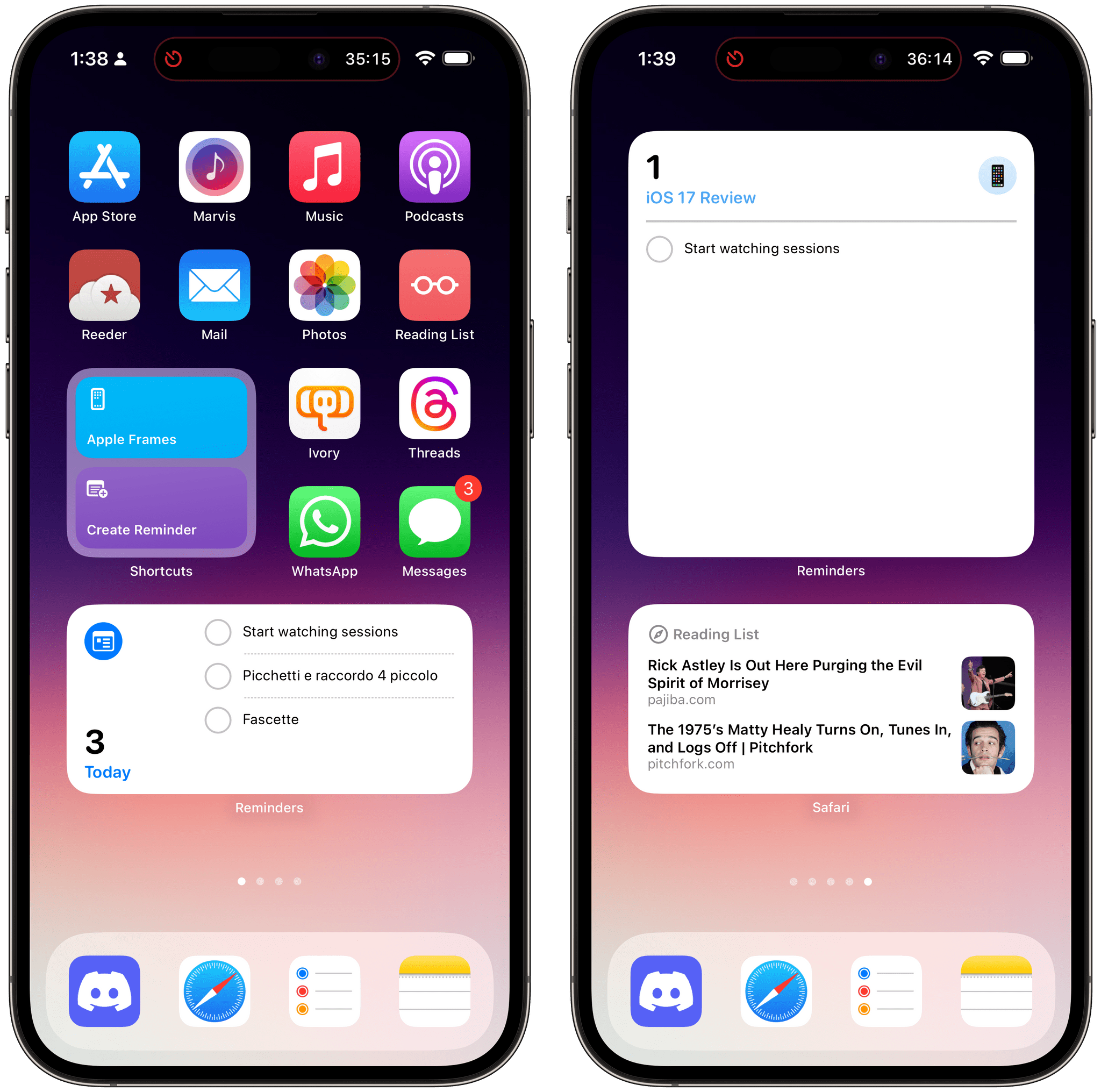 Reminders widgets in iOS 17.