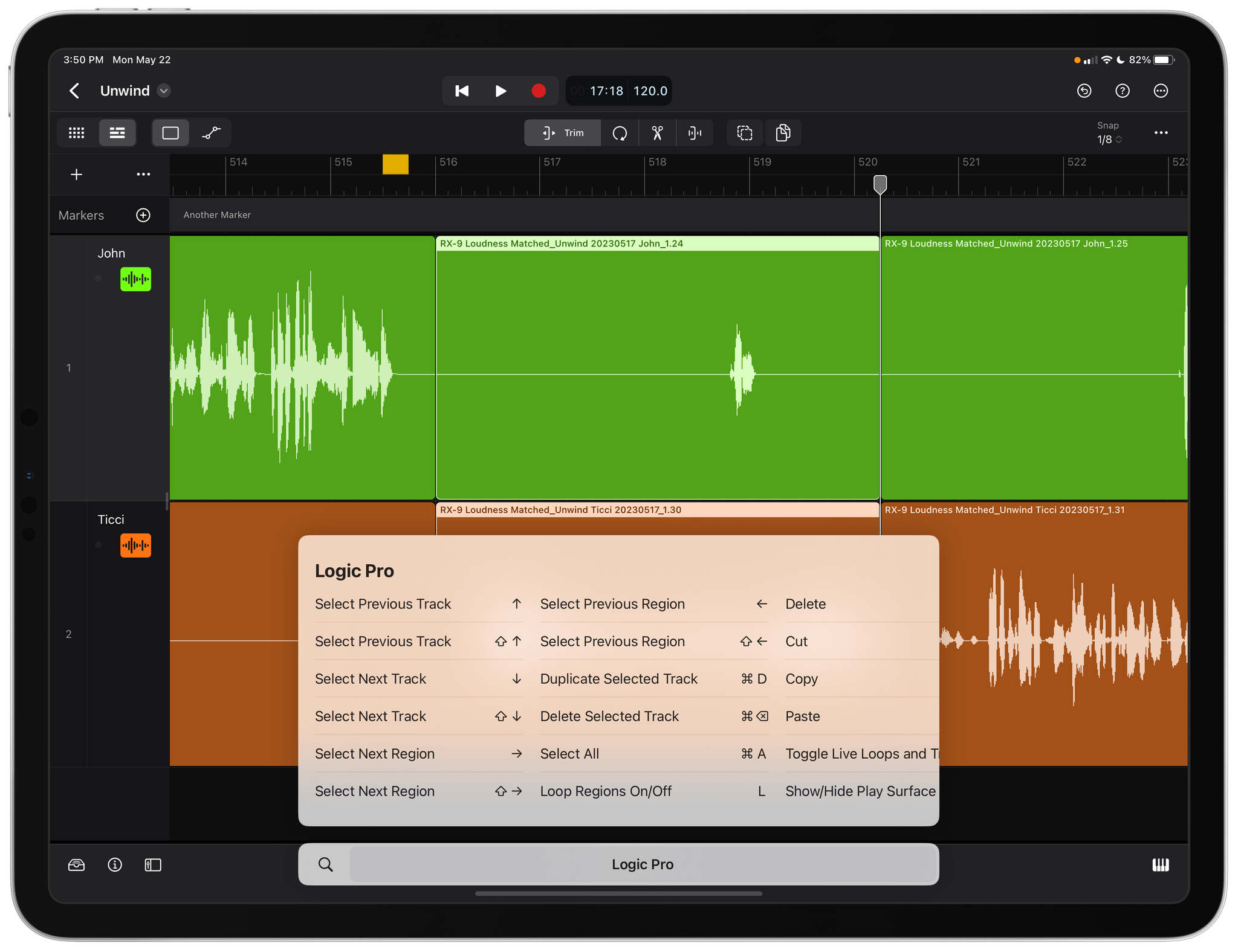 Logic Pro for iPad's support for keyboard shortcuts is a good start, but they need to cover more of the app's functionality.