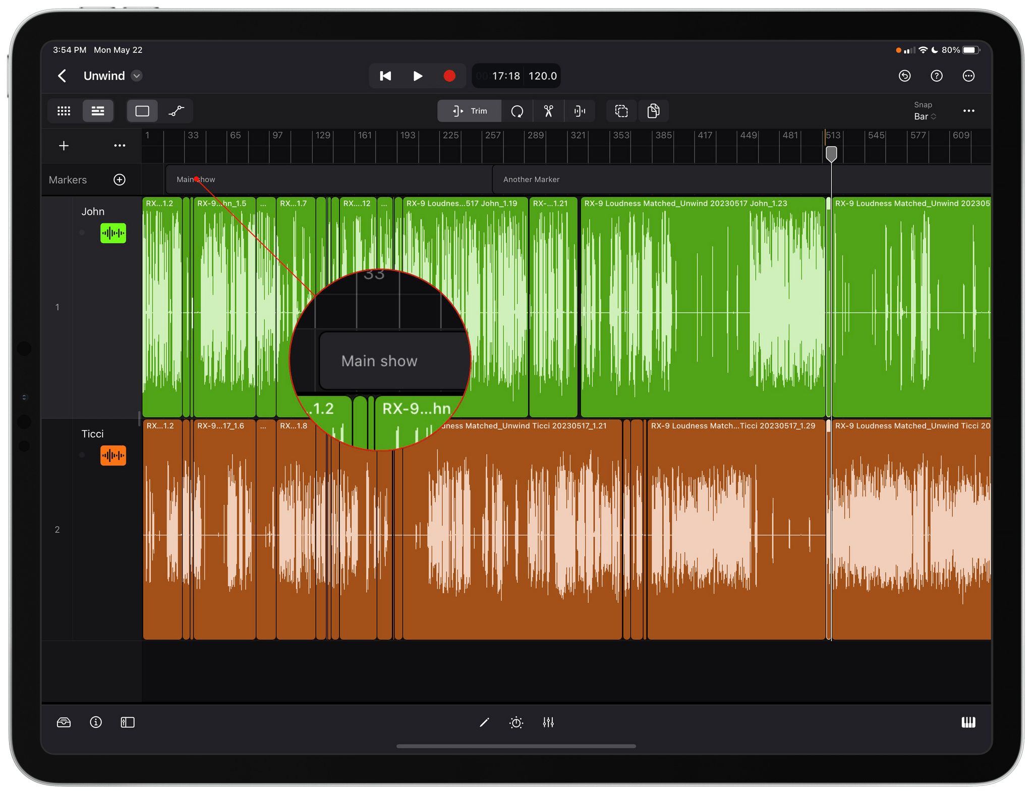 Logic Pro for iPad supports markers, which can be used to create podcast chapters.