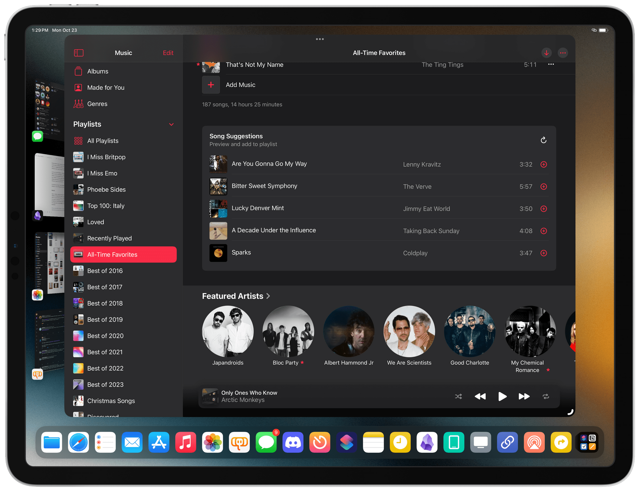 Song suggestions at the bottom of playlists.