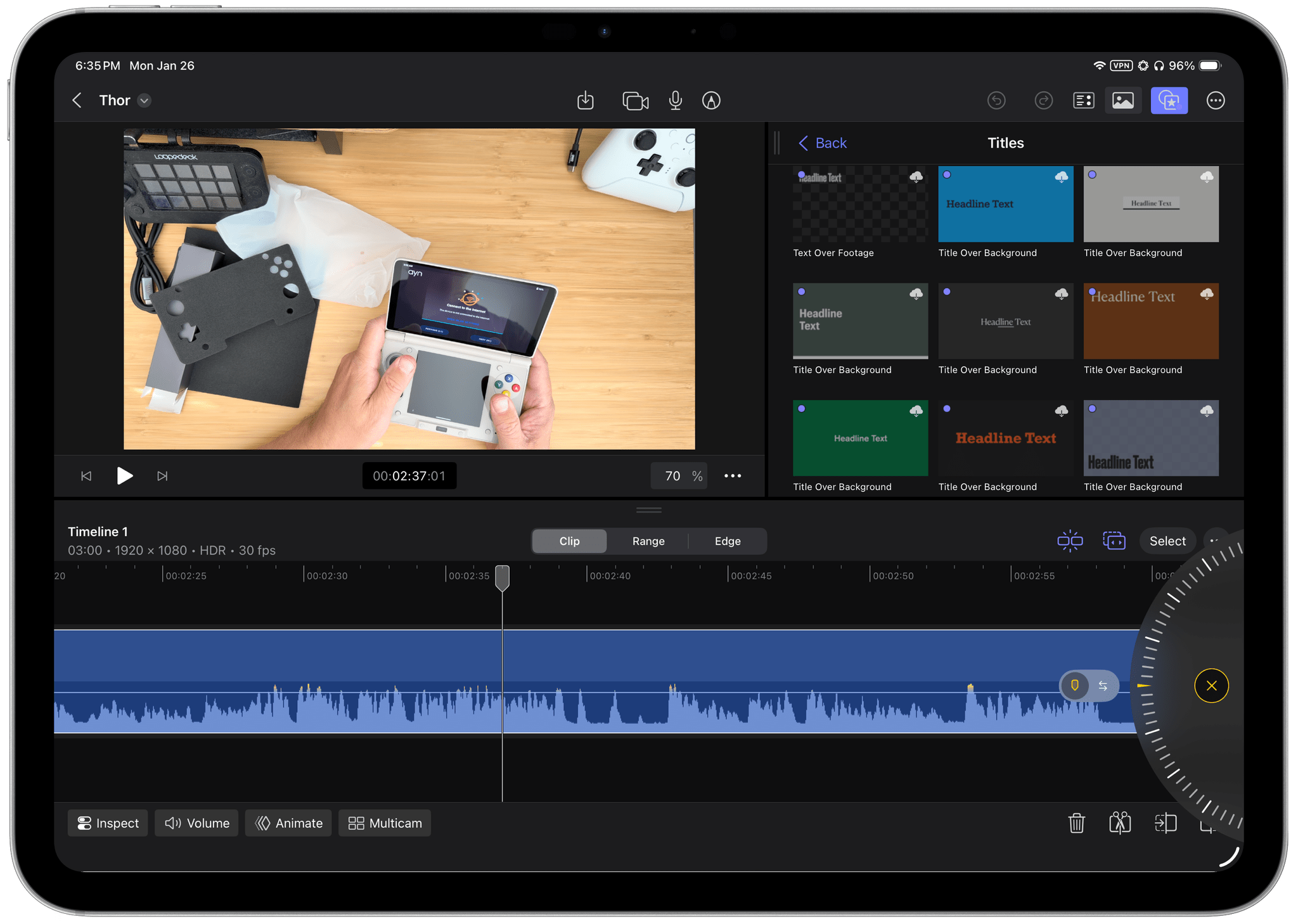 Final Cut Pro on the iPad.