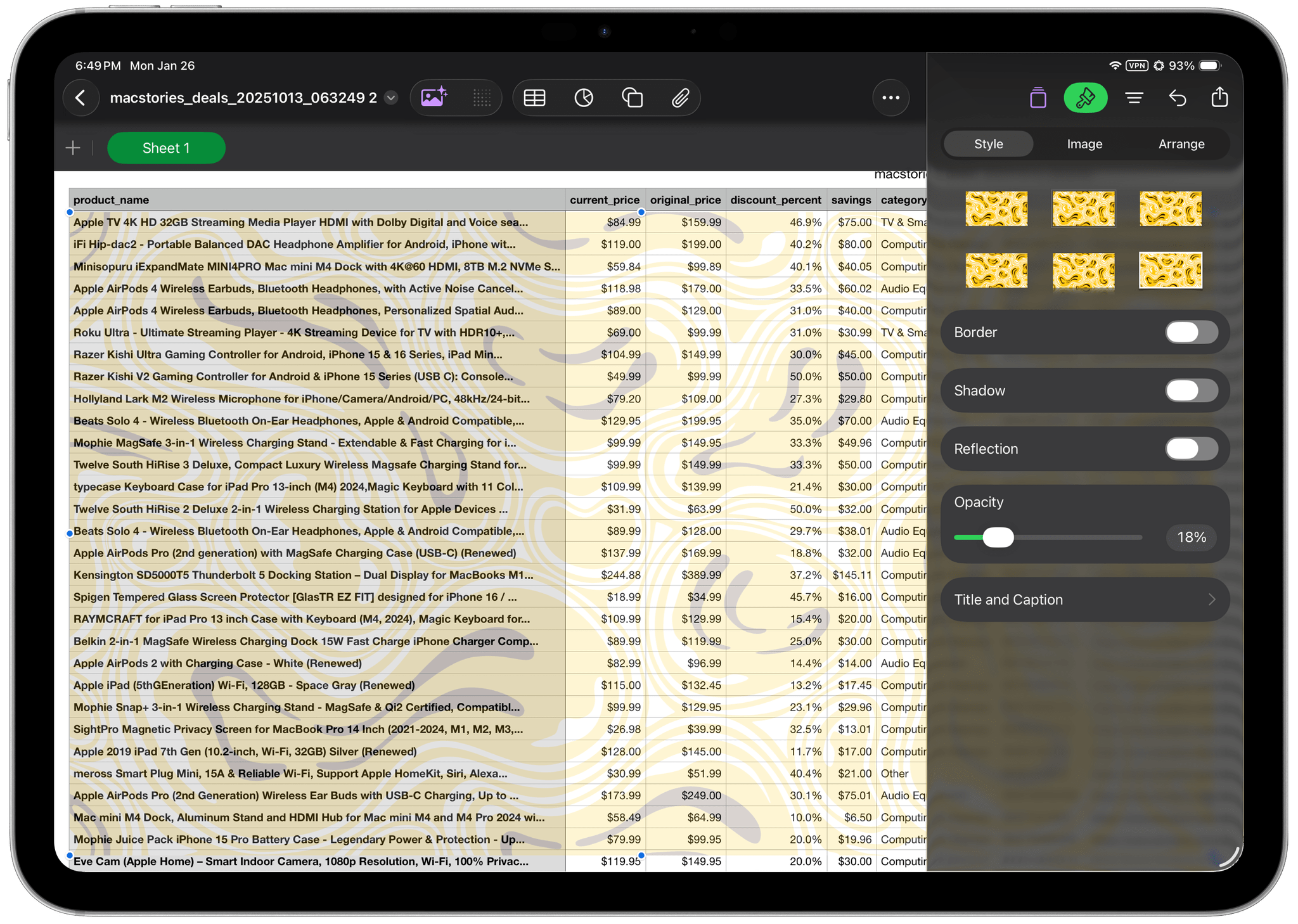 Content Hub images can be used many ways, including as backgrounds for your spreadsheets.