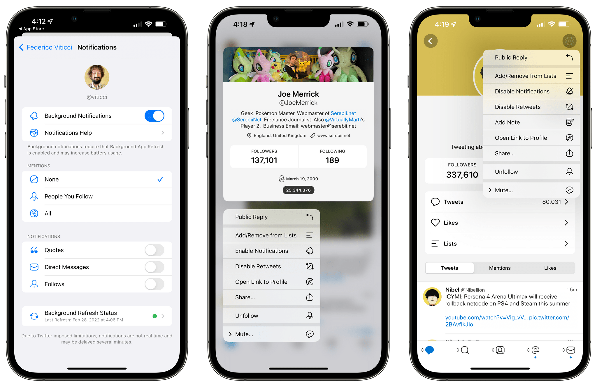Enabling notifications for specific users.