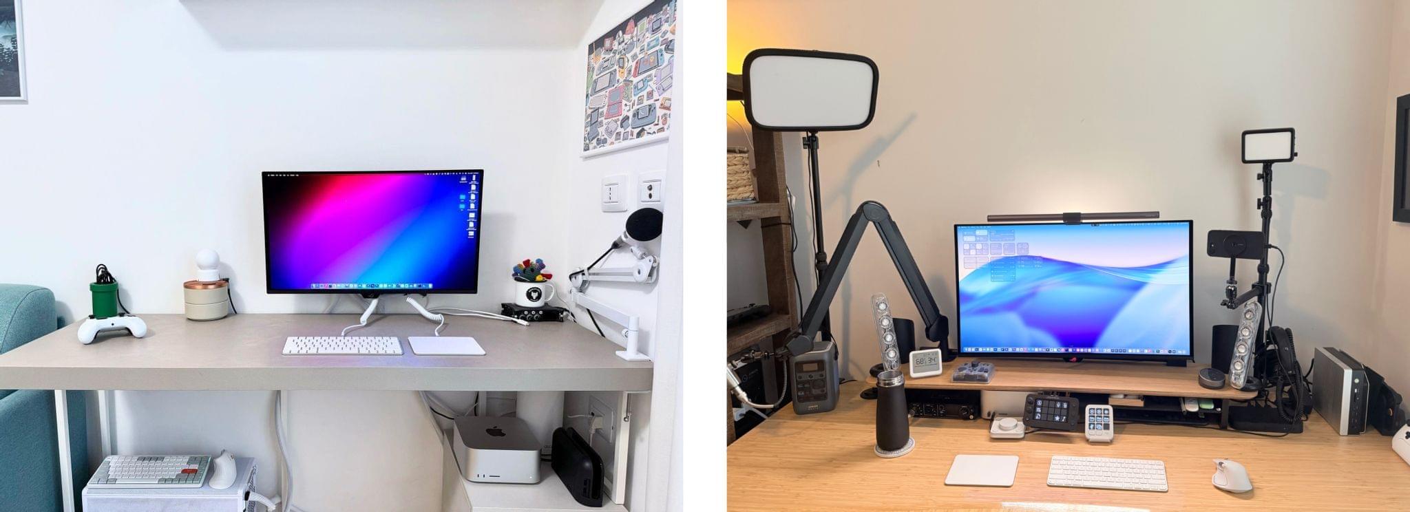 Our desk setups. Federico (left) and John (right).