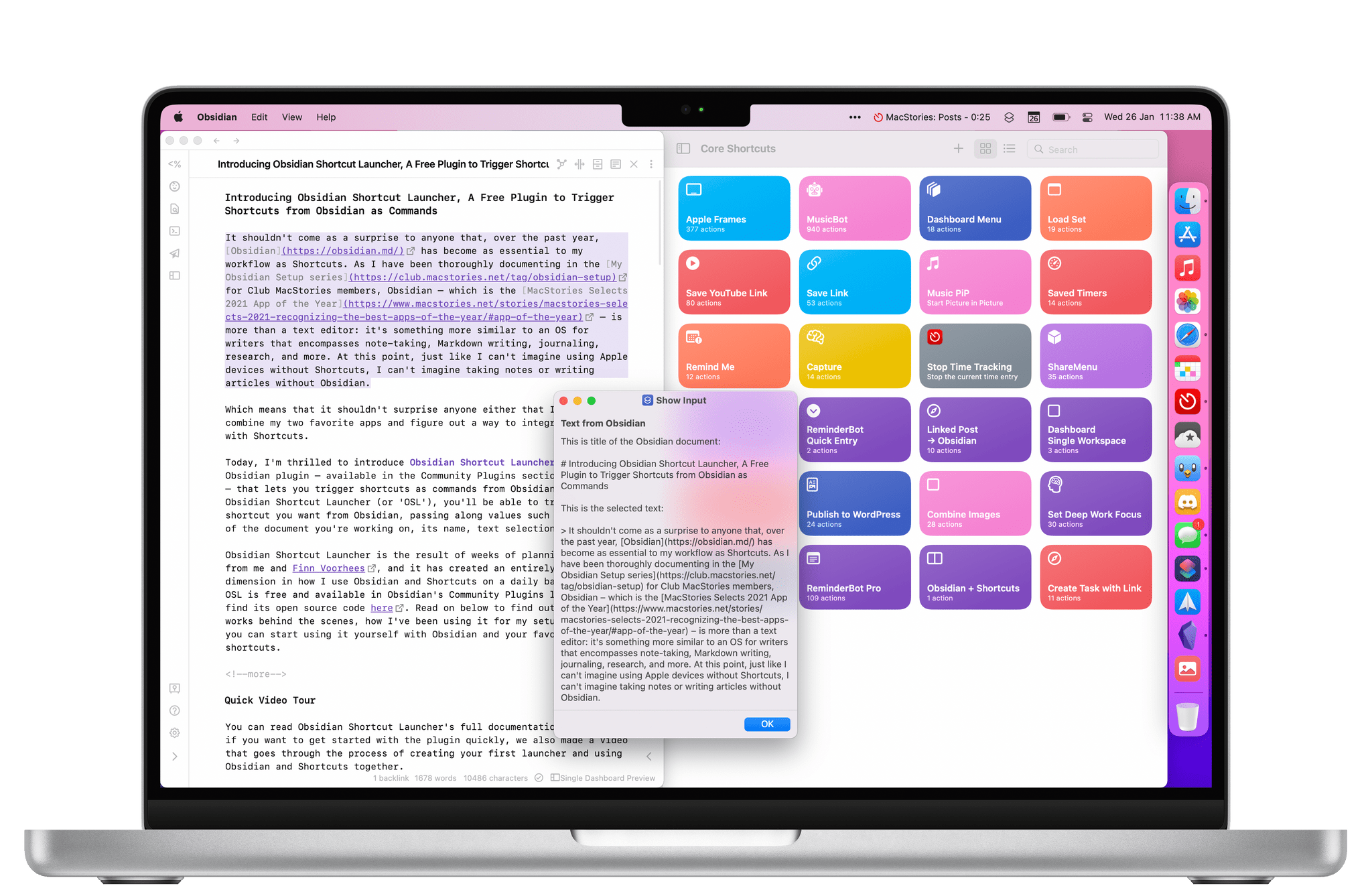 photo of MacStories Starter Pack: Introducing Obsidian Shortcut Launcher, A Free Plugin to Trigger Shortcuts from Obsidian image