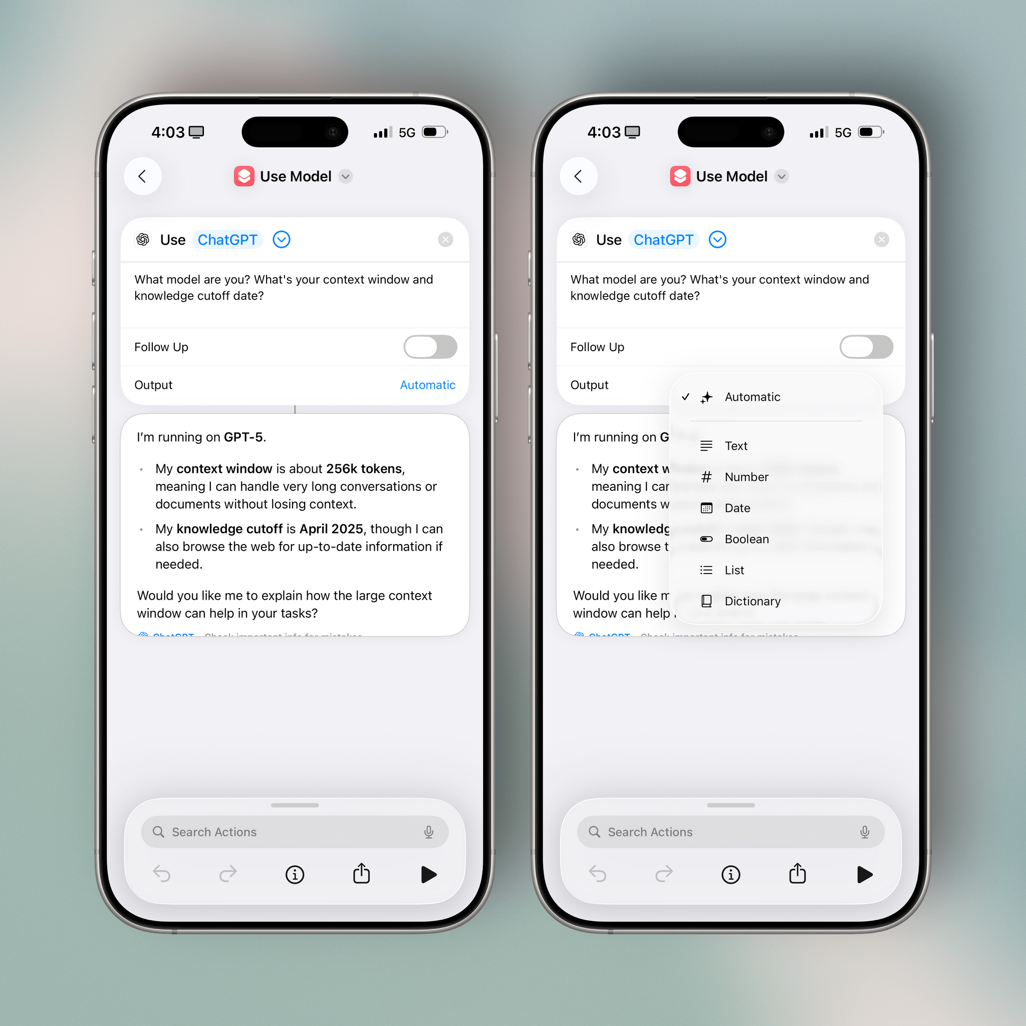 The new ‘Use Model’ action in Shortcuts for iOS 26.