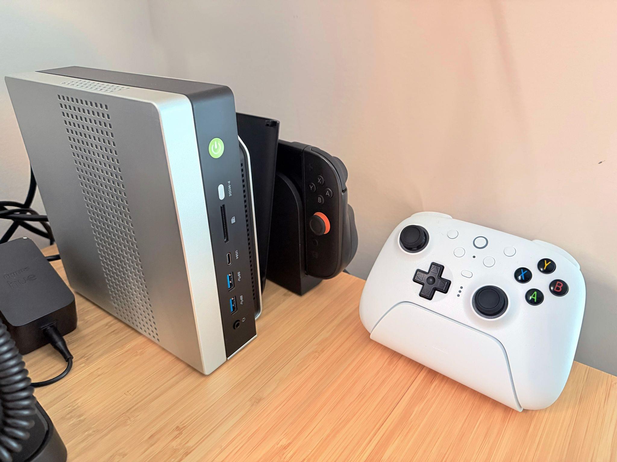 The GMKtec EVO-X2 mini PC, Switch 2, and 8BitDo Ultimate 2 controller