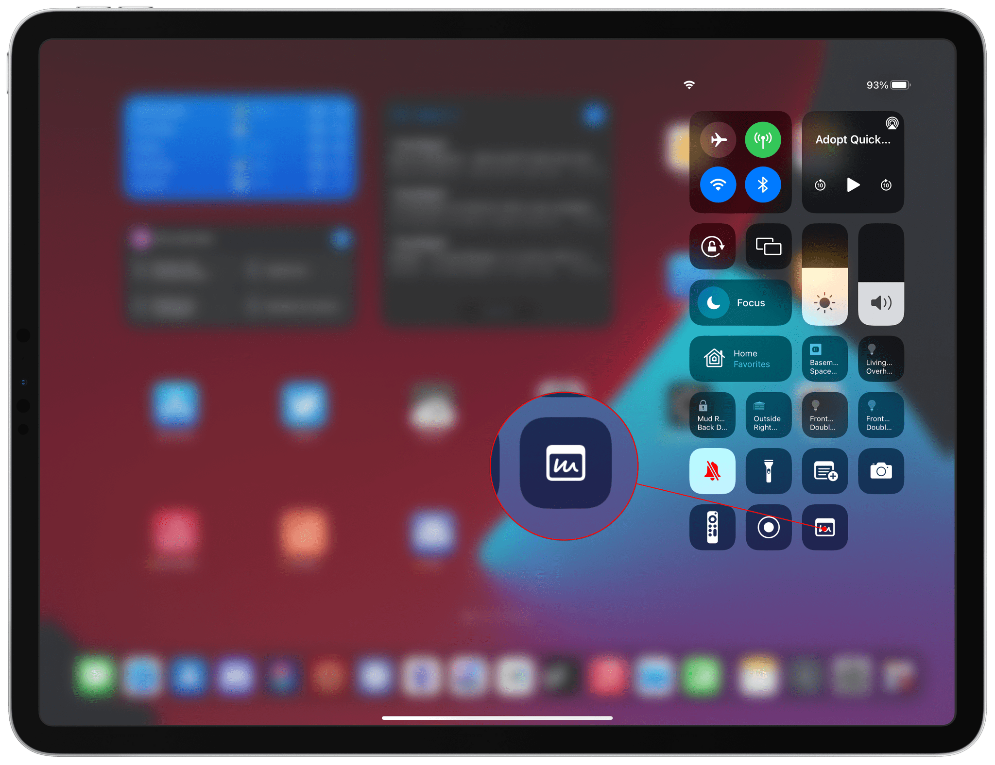 iPadOS has a dedicated Quick Note button for Control Center.