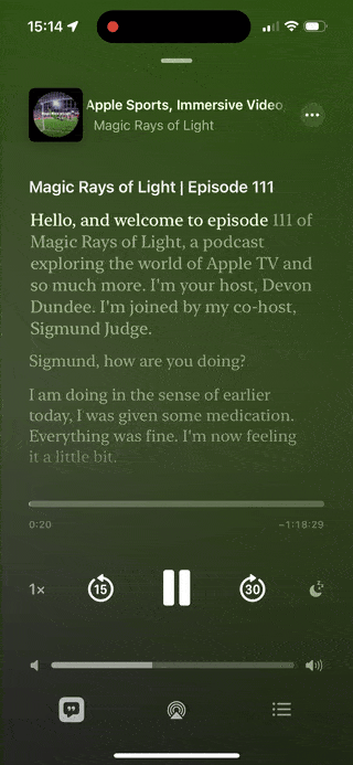 Transcripts in Apple Podcasts make it super easy to jump to a specific segment in an episode.