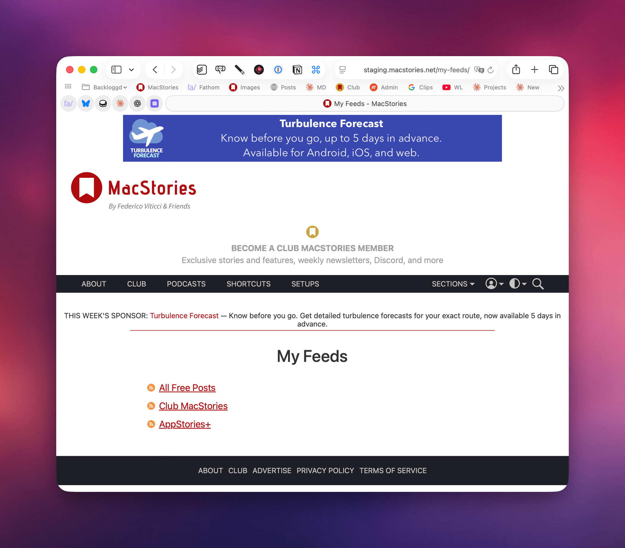 The page where you can access your private RSS feeds, depending on your membership plan.