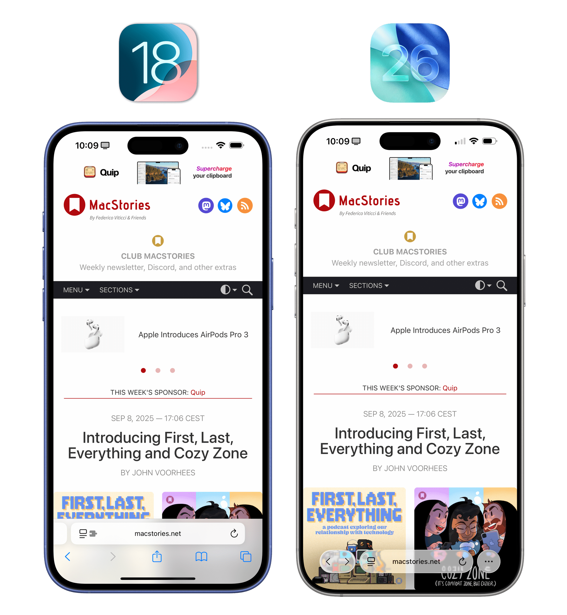 The new Safari layout, called ‘Compact’.
