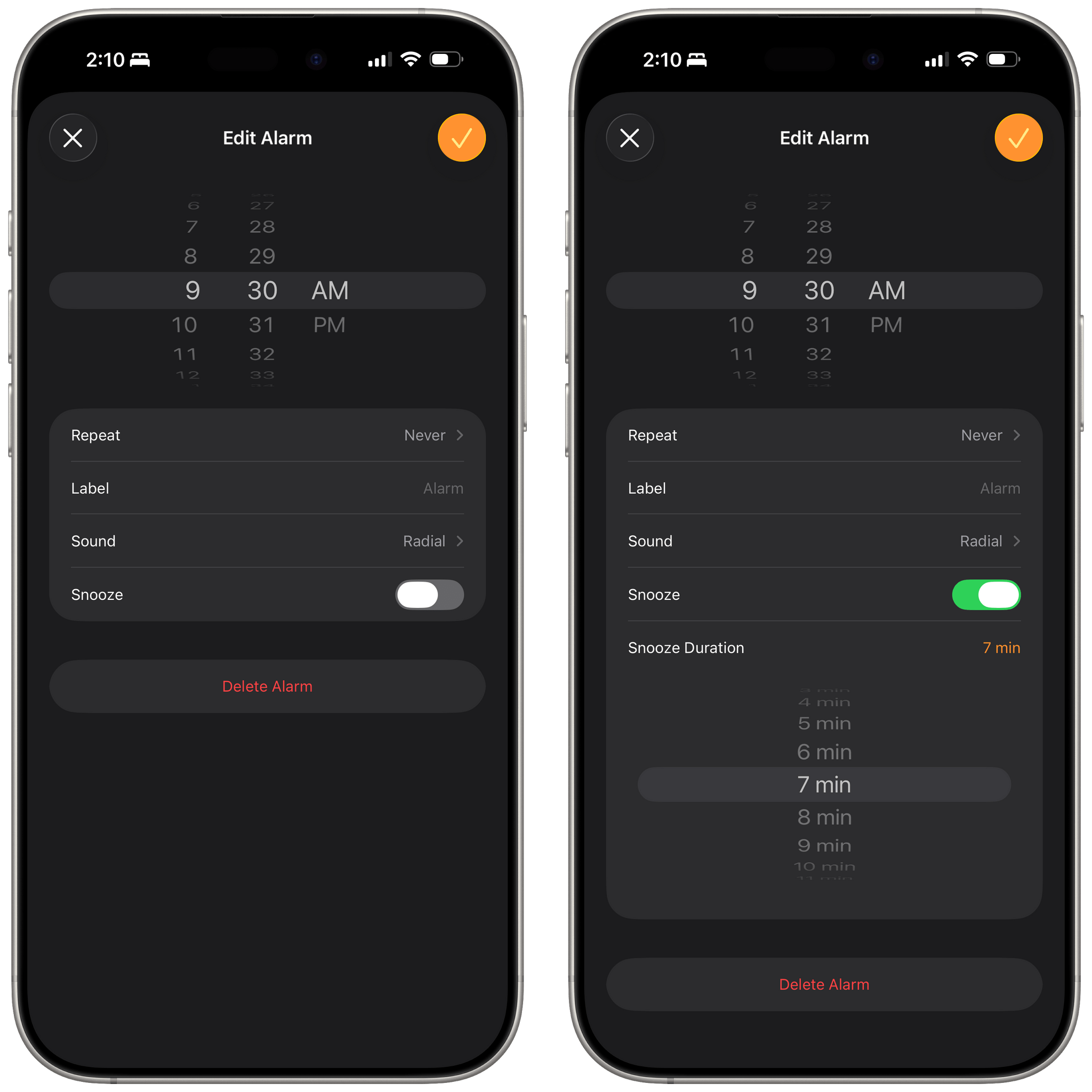 The new snooze options in iOS 26.