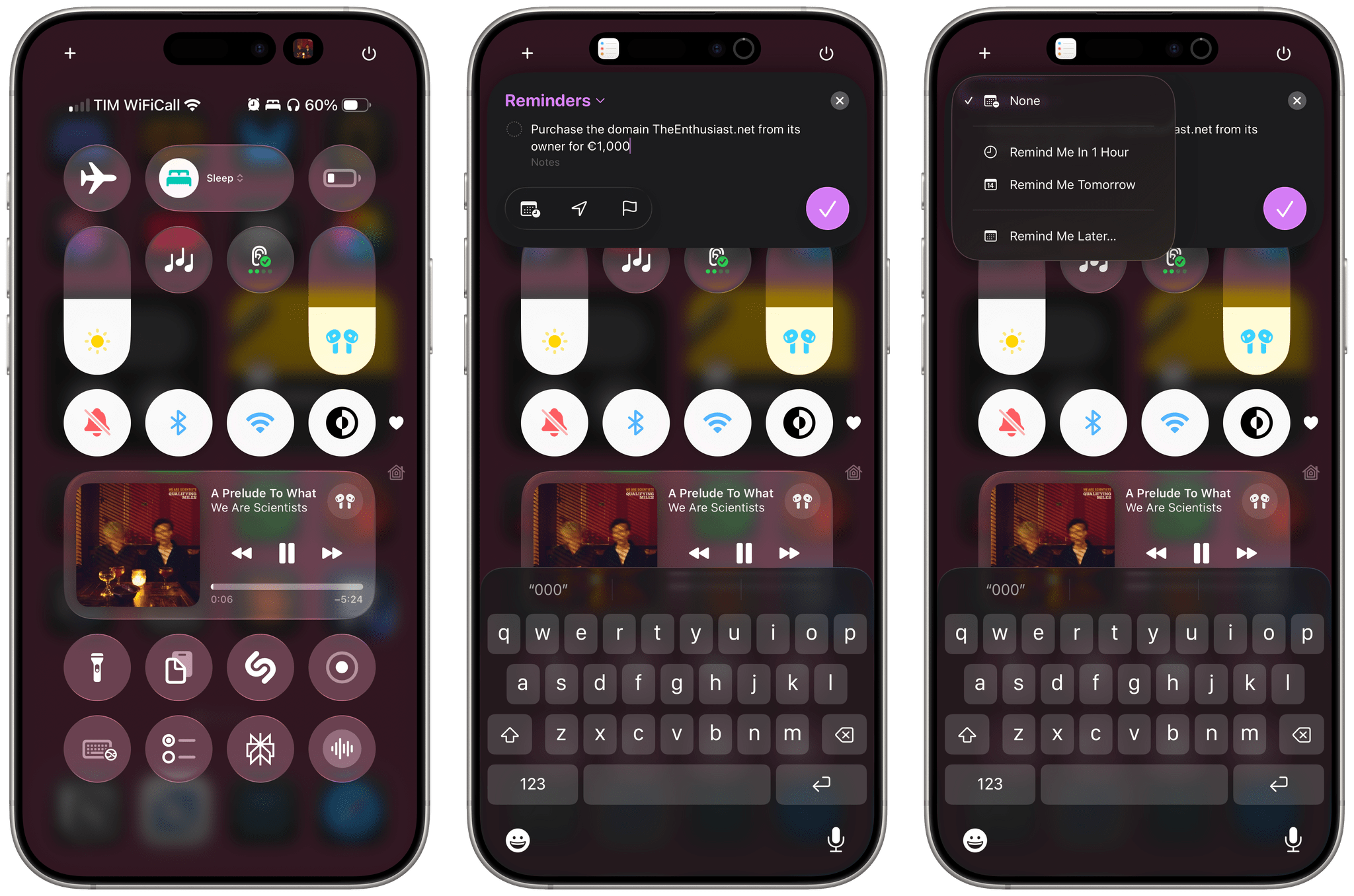 The new control to quickly create reminders from anywhere is terrific.