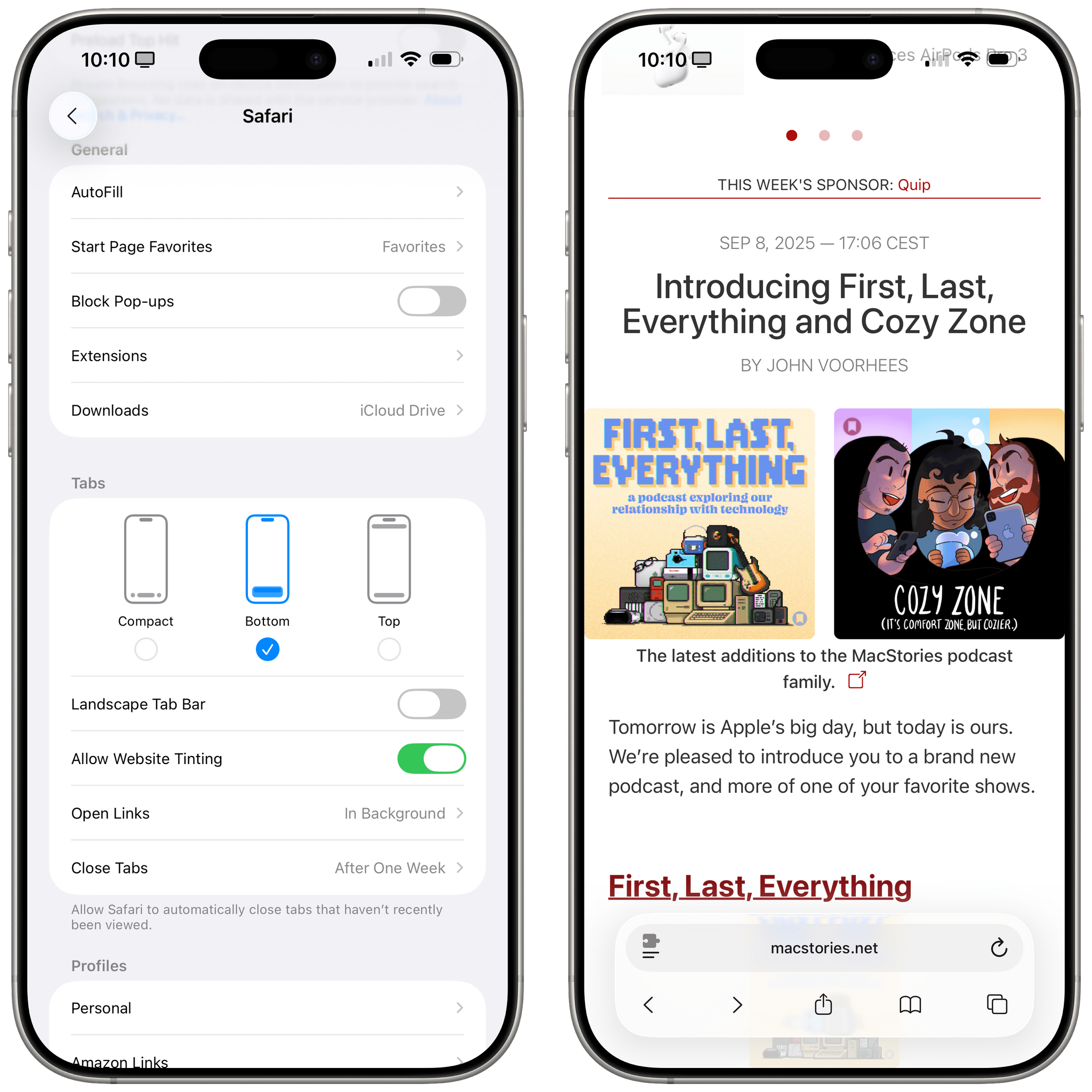 You can revert to the old Safari layout with the ‘Bottom’ option, which shows more controls at once.