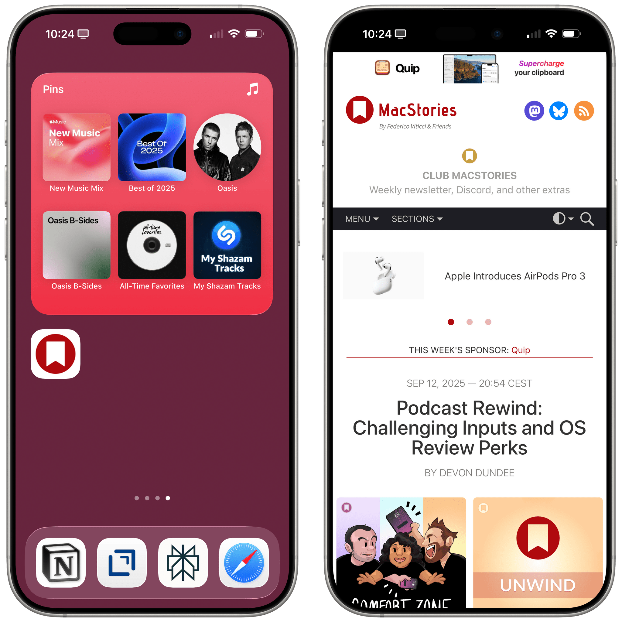 MacStories added as a web app to the Home Screen.