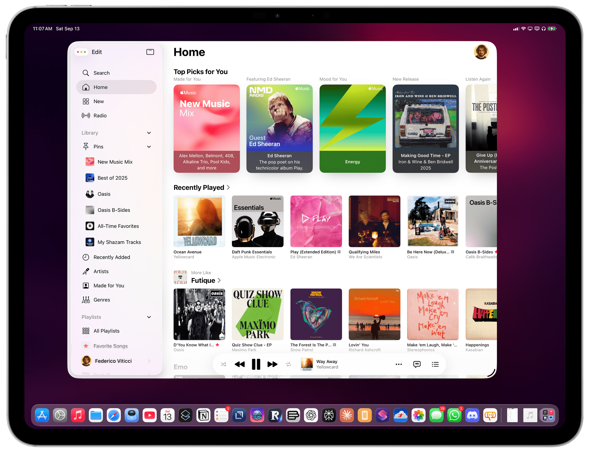 Pins in the iPad’s sidebar.