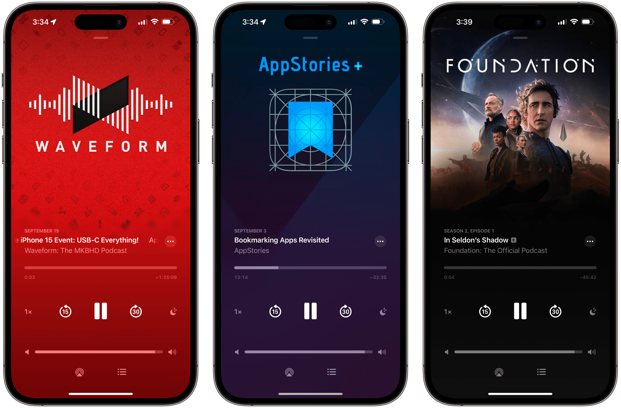 Full-screen art looks fantastic in the new Podcasts app.