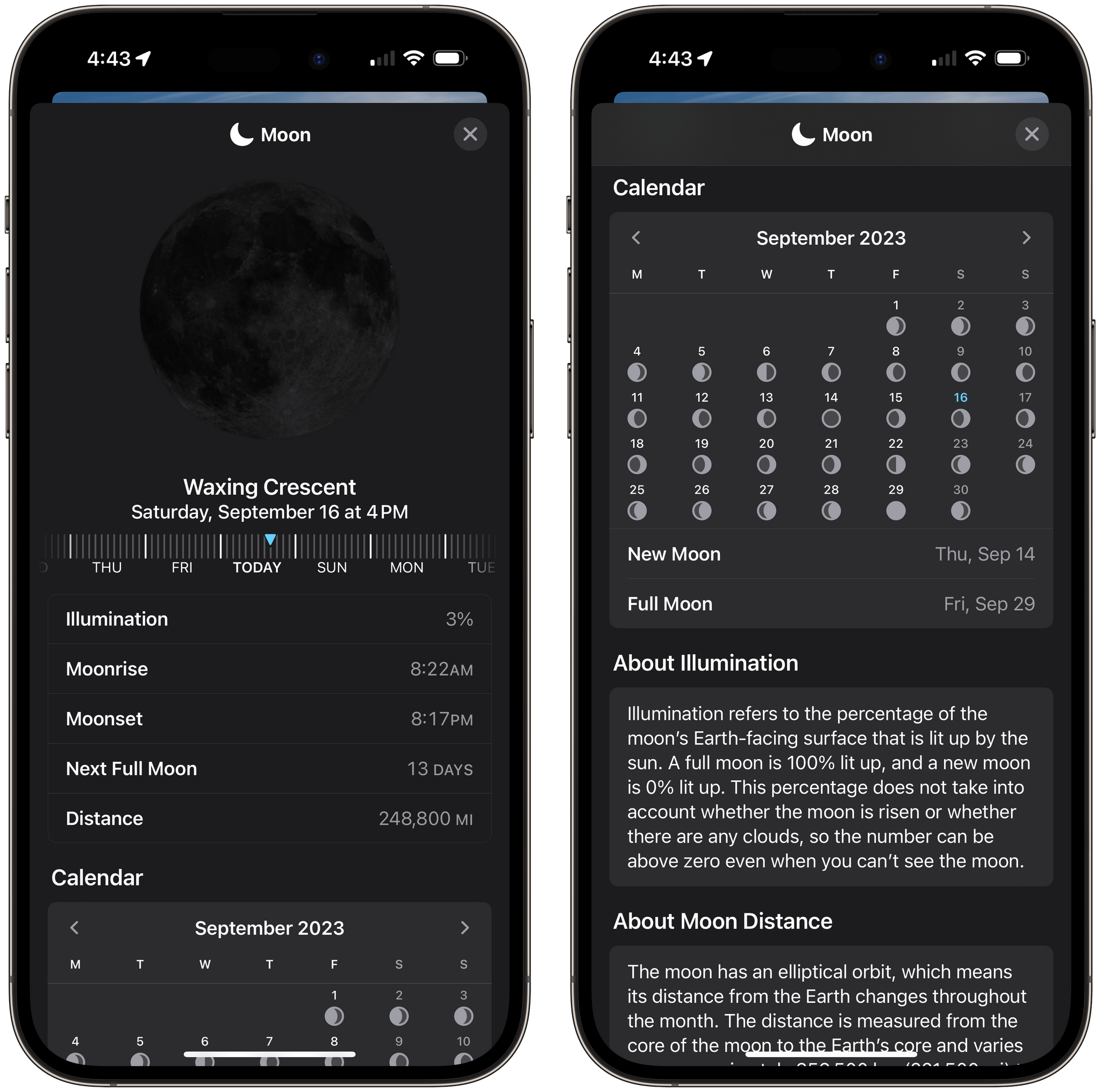 The moon gets a lot of attention in the latest update to Weather.