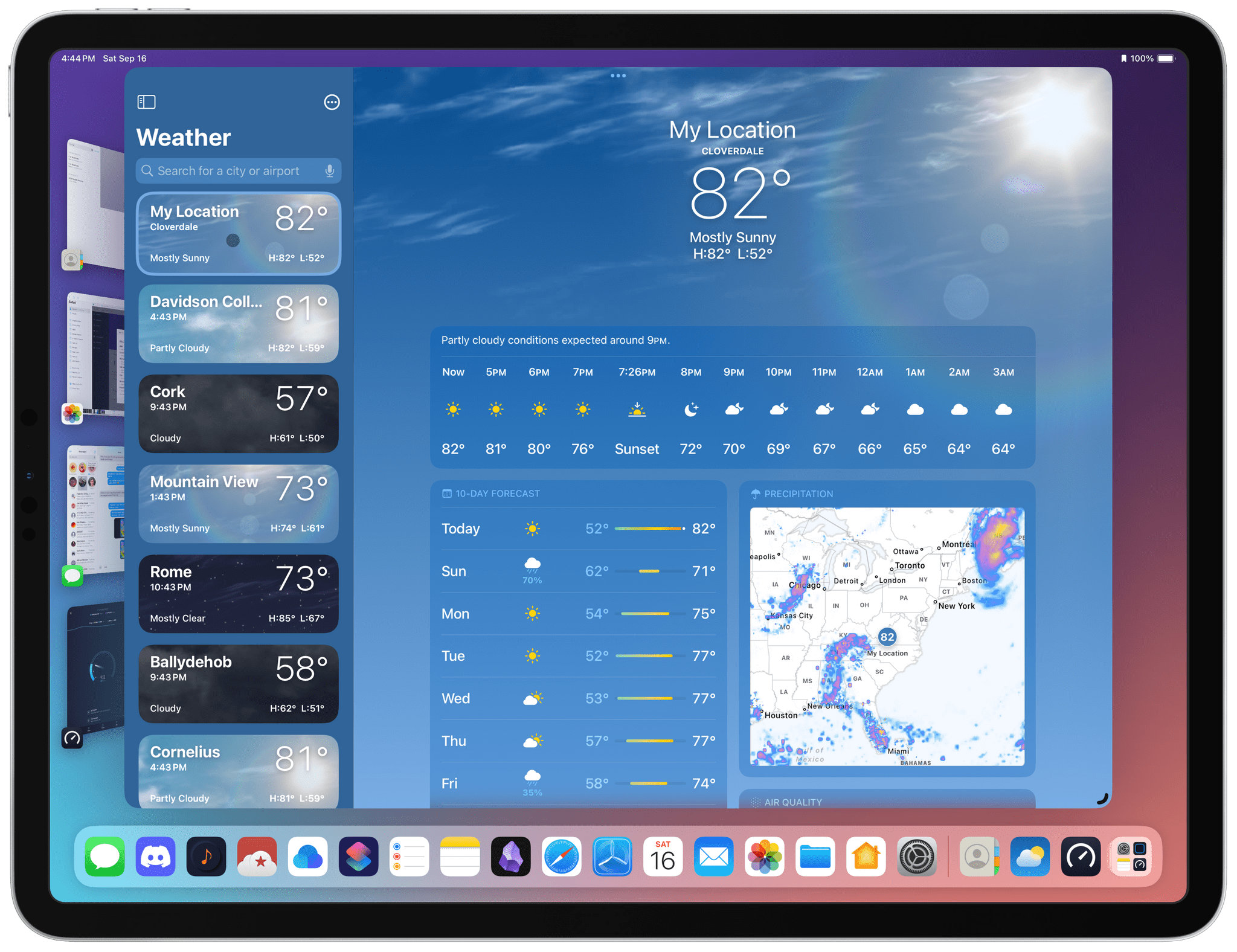 Apple has enhanced its visualizations to reflect the position of the sun and conditions.