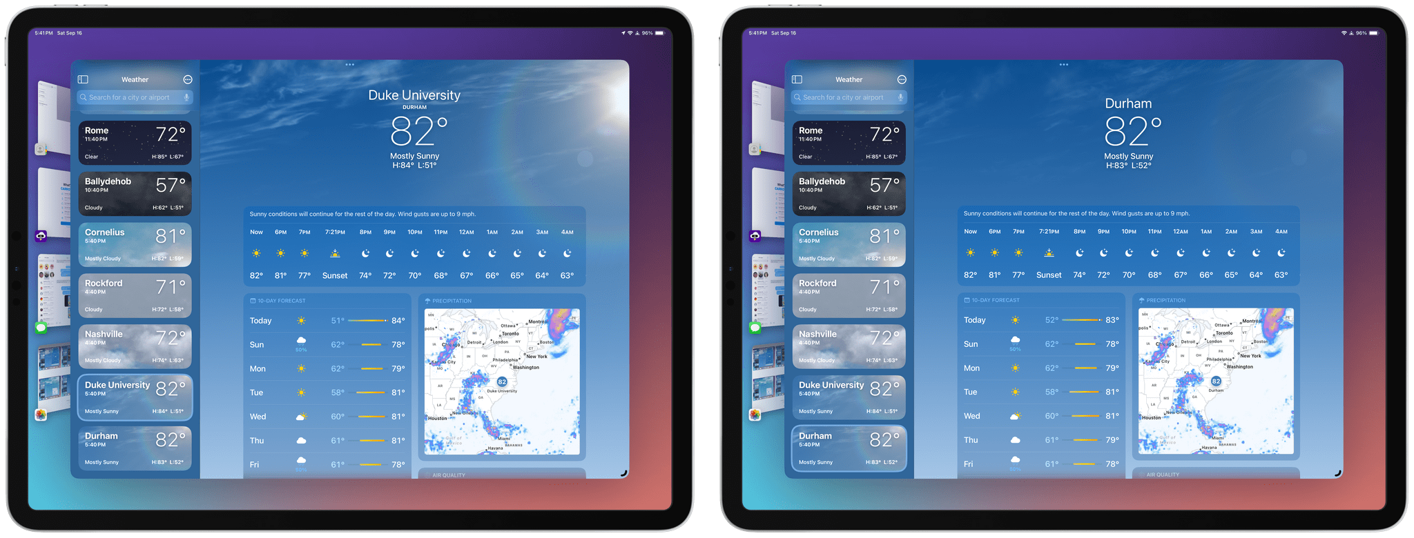 Hyperlocal weather is now available in the Weather app.