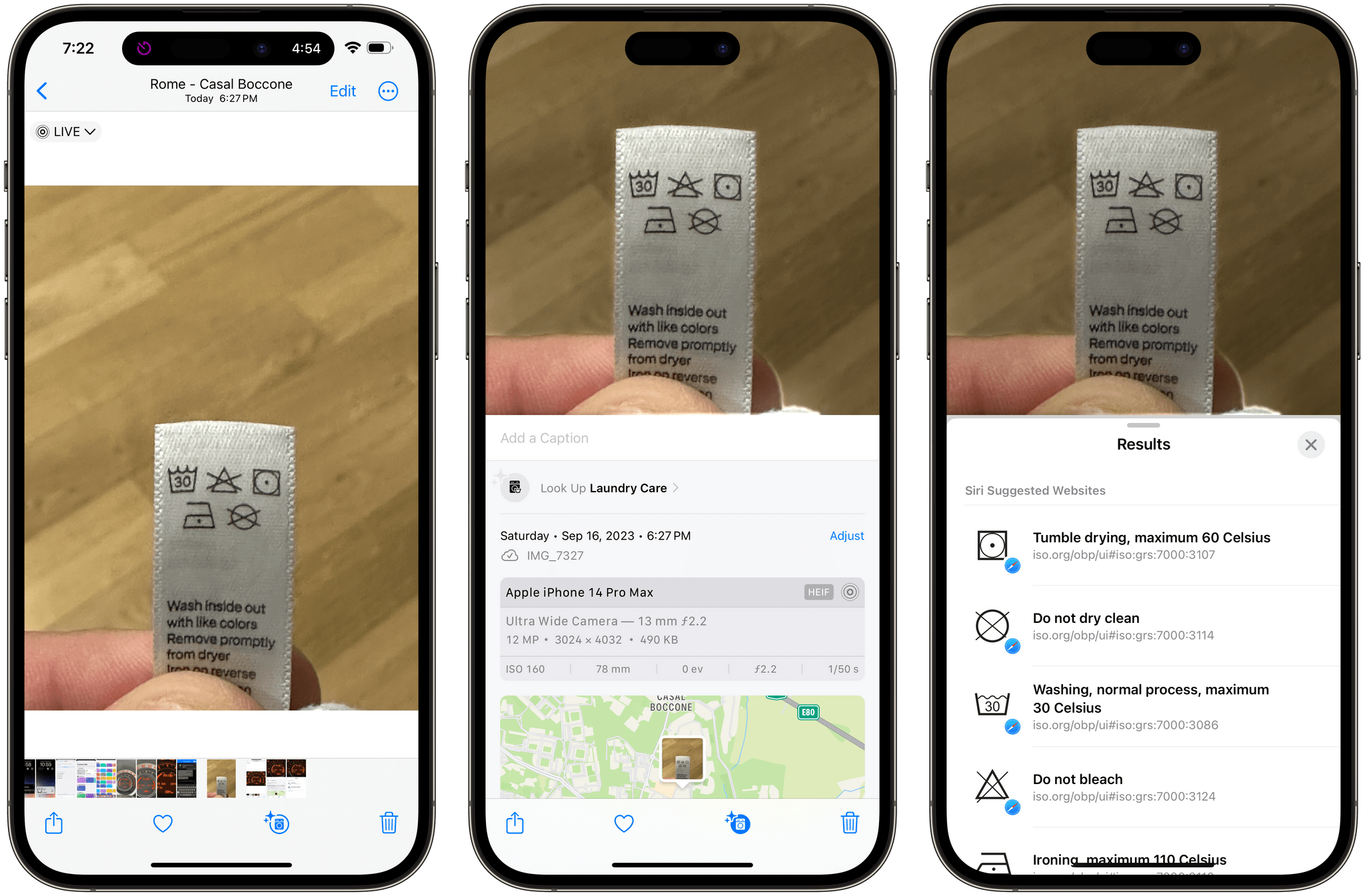 Laundry tags and Visual Look Up in iOS 17.
