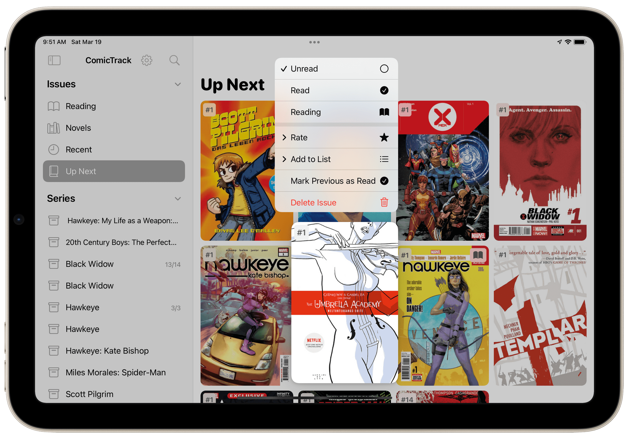 ComicTrack makes good use of context menus.