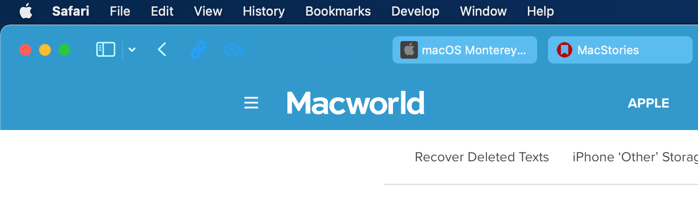 Although Apple's built-in toolbar buttons adjust to account for the color that extends to the toolbar from a webpage, web extension buttons don't seem to, which is problematic for a site like Macworld, which is close to the color used for extension buttons.