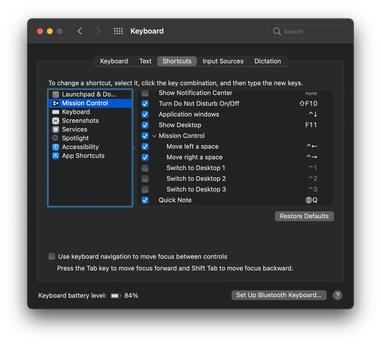 The keyboard shortcut for Quick Note can be changed in System Preferences on the Mac.