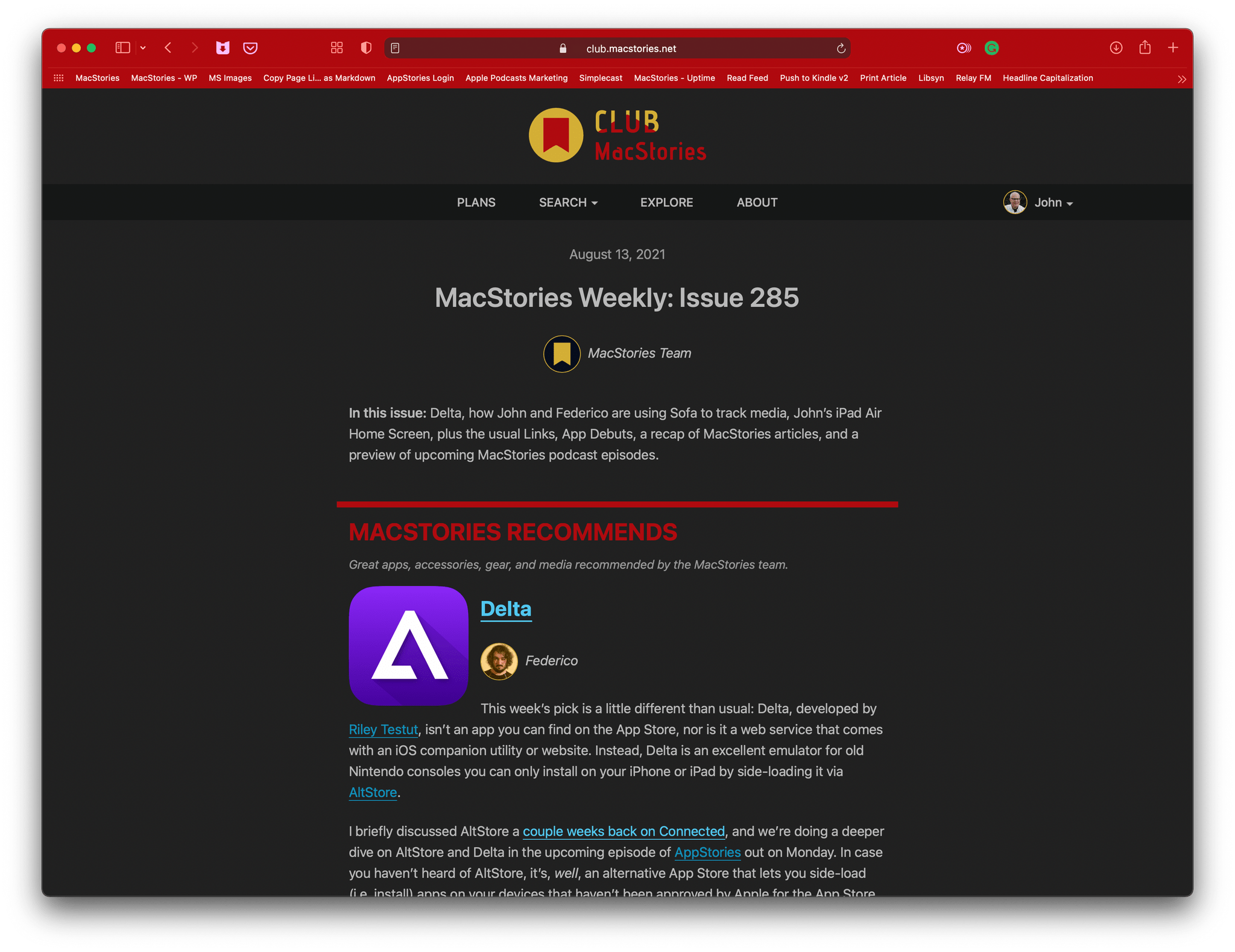 Full, web-based issues plus light and dark mode are available to Club MacStories members.