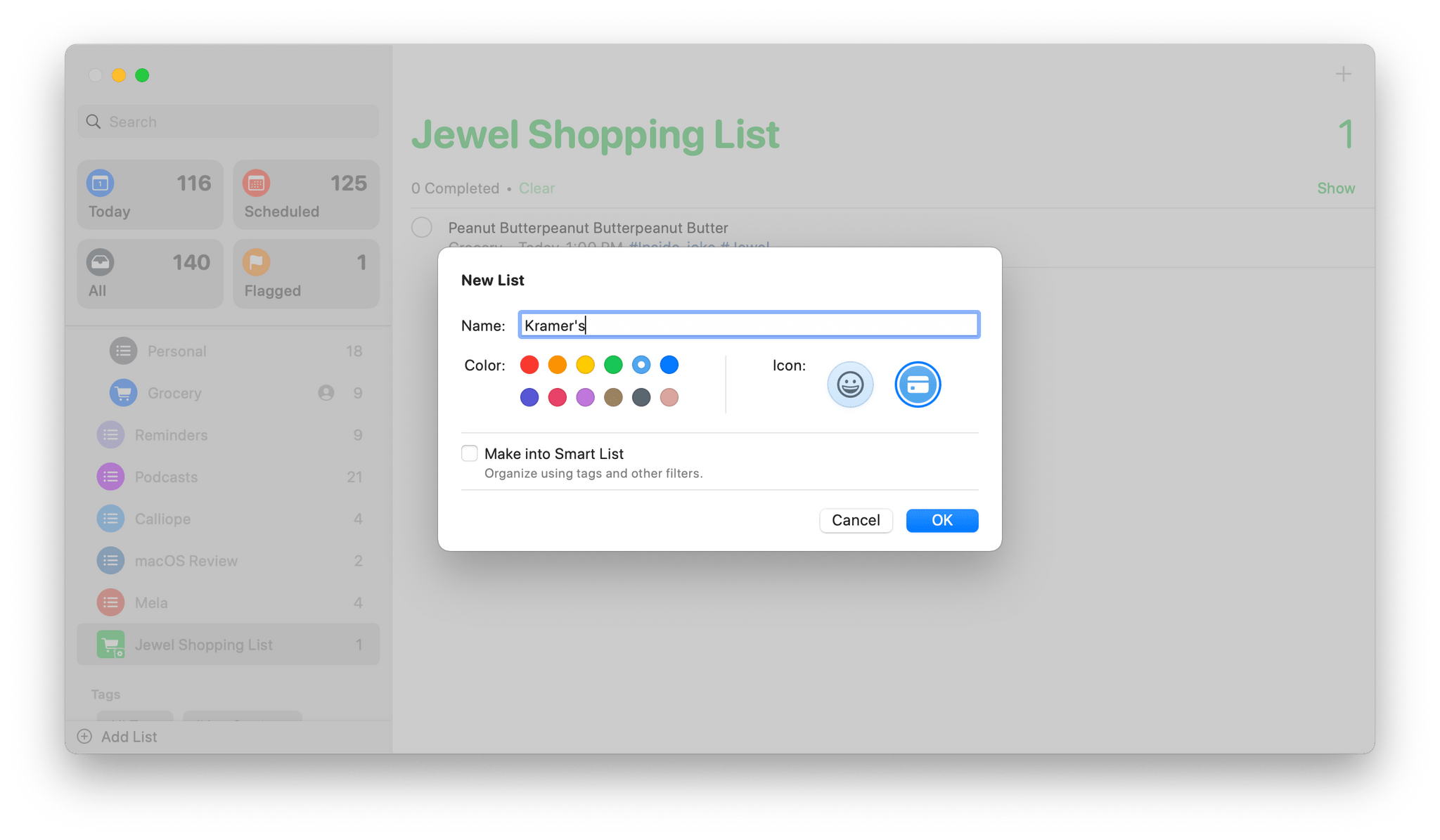 When creating a list in Reminders, there's a new Make into Smart List option.