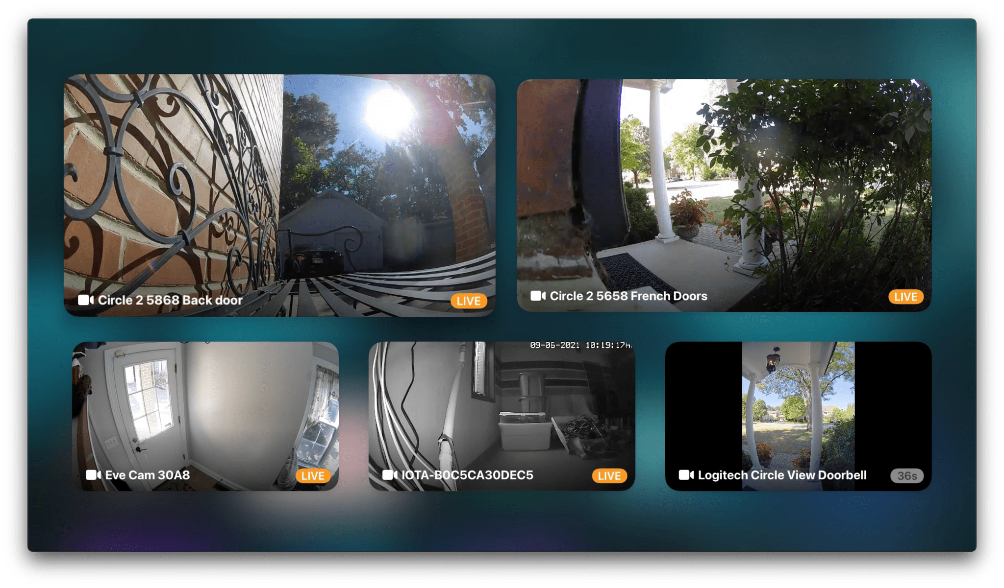 Displaying all available cameras in a grid with the Apple TV.