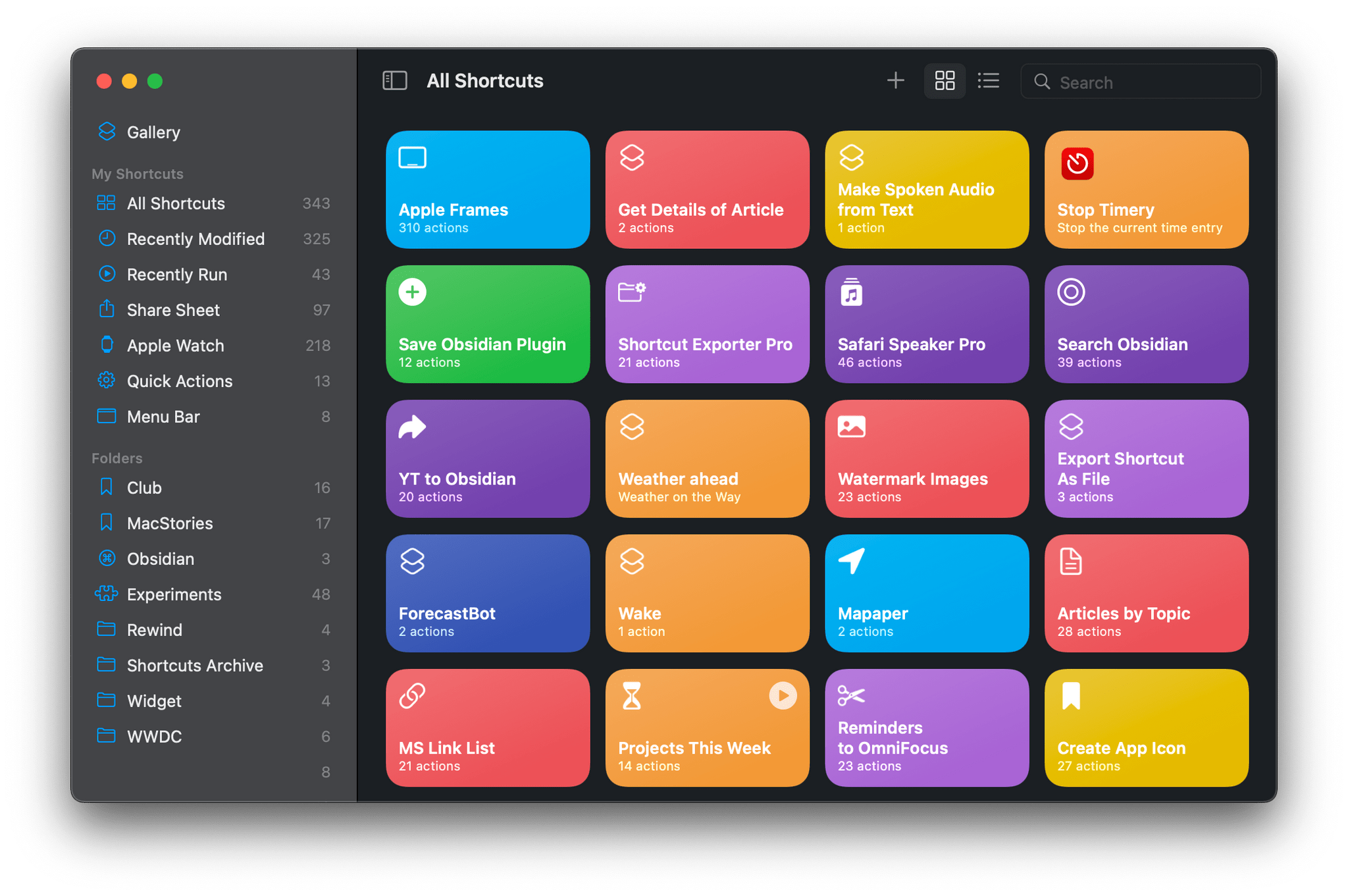 Shortcuts' UI on the Mac is a lot like the iPad version.
