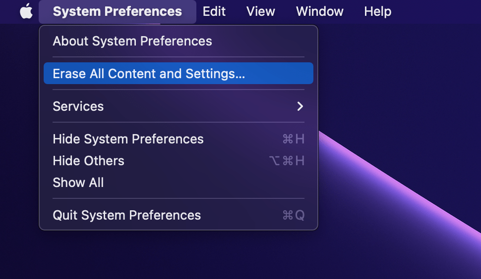 macos monterey erase all content and settings