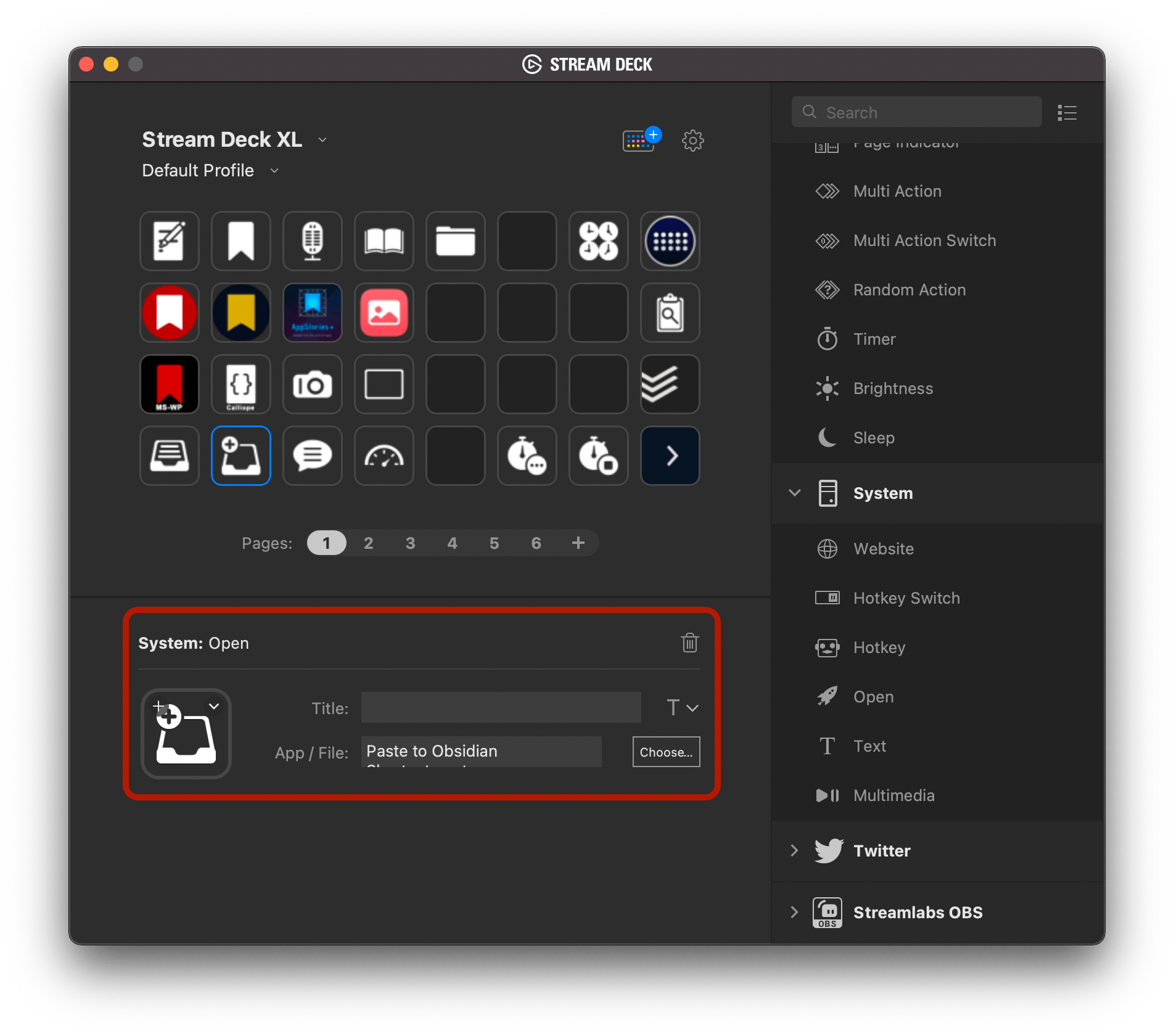 Using the Stream Deck's Open action to trigger a shortcut.