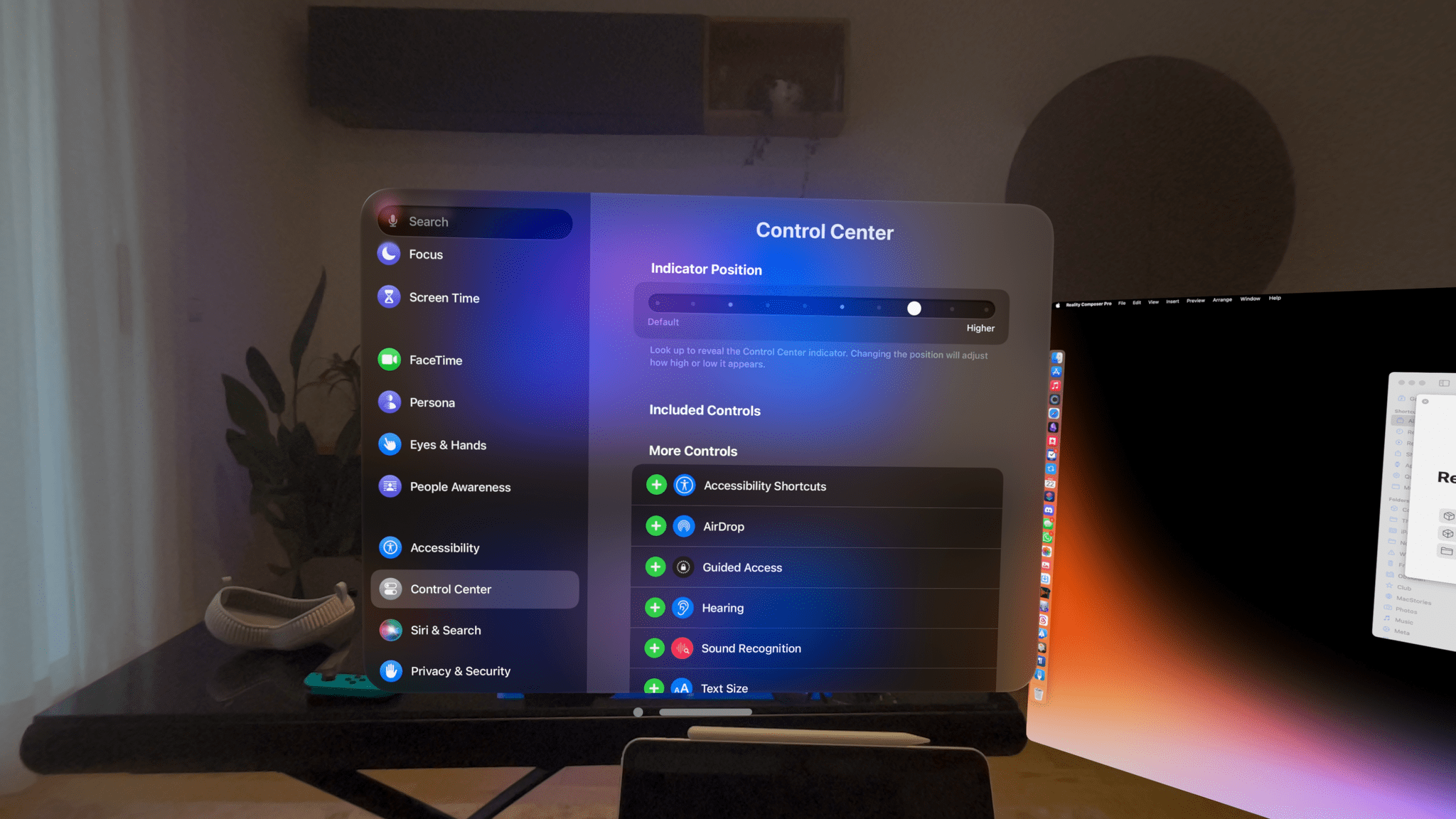 Vision Control Panel Tweaking the Position of Control Center for visionOS - Club MacStories