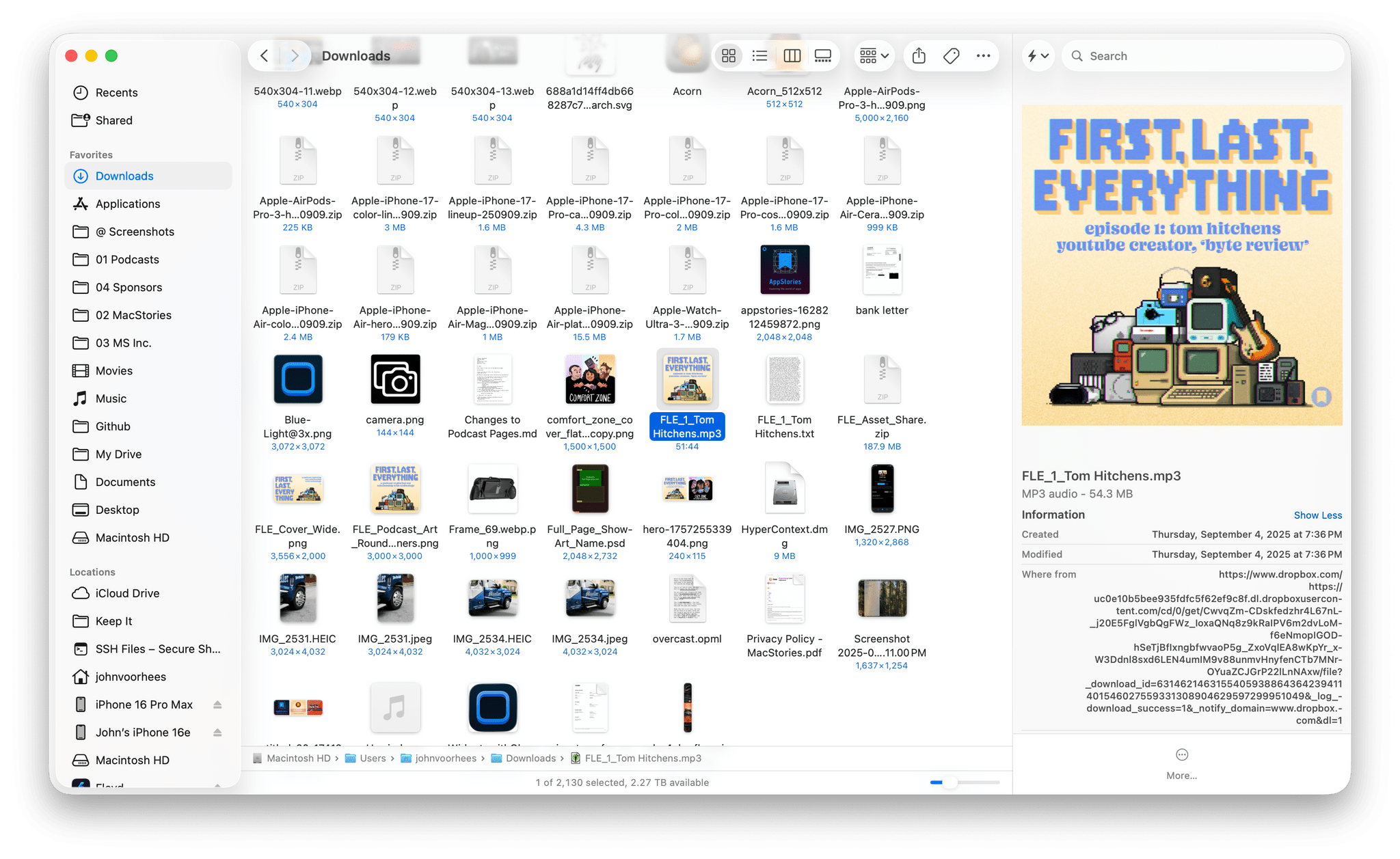 The Finder in icon view.