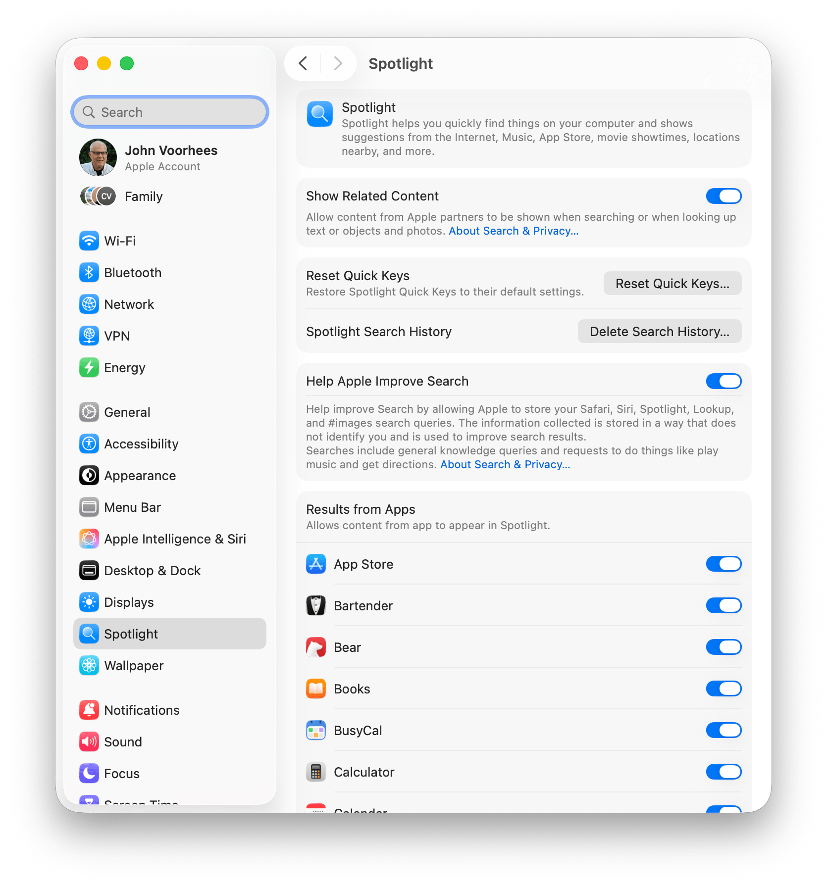 Spotlight's settings got an overhaul, too.