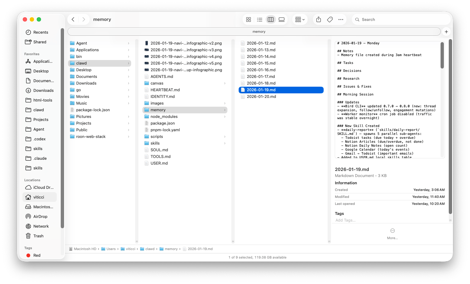 My local Clawdbot setup. It’s just folders and some Markdown files.