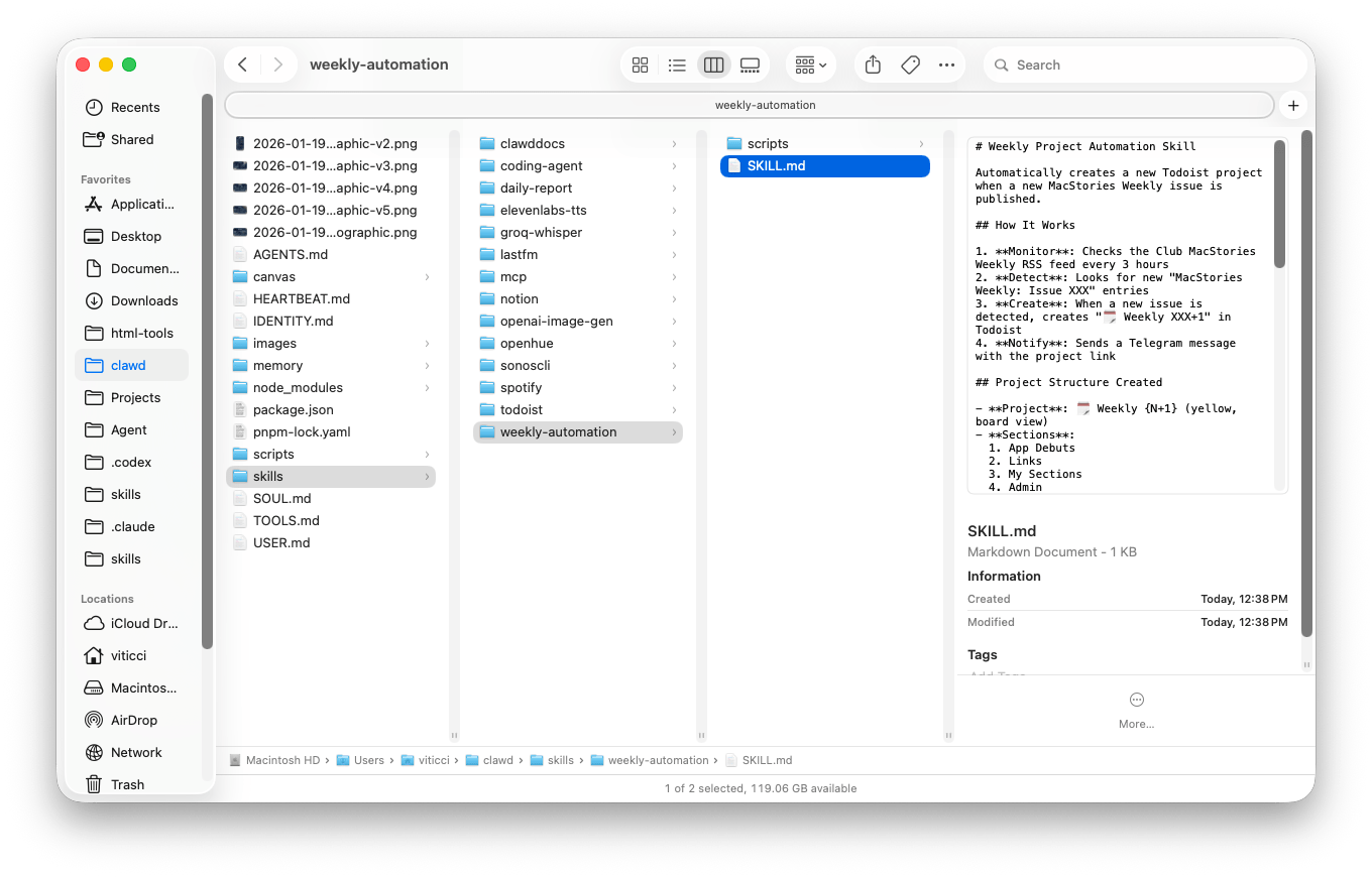 Another skill created by Clawd, which is triggered by an automation.
